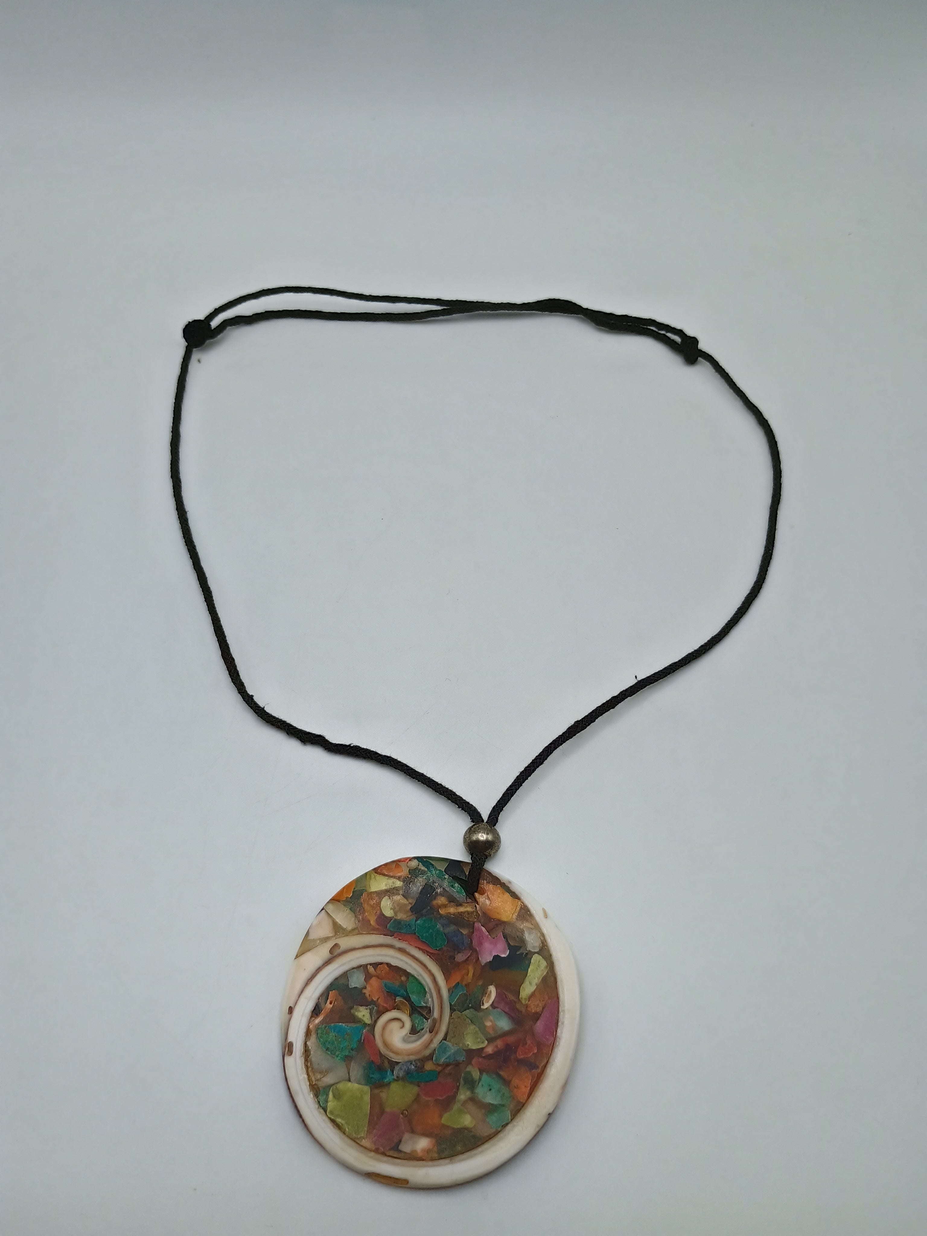 Handmade Mother-of-Pearl Necklace with Mosaic of Natural Stones