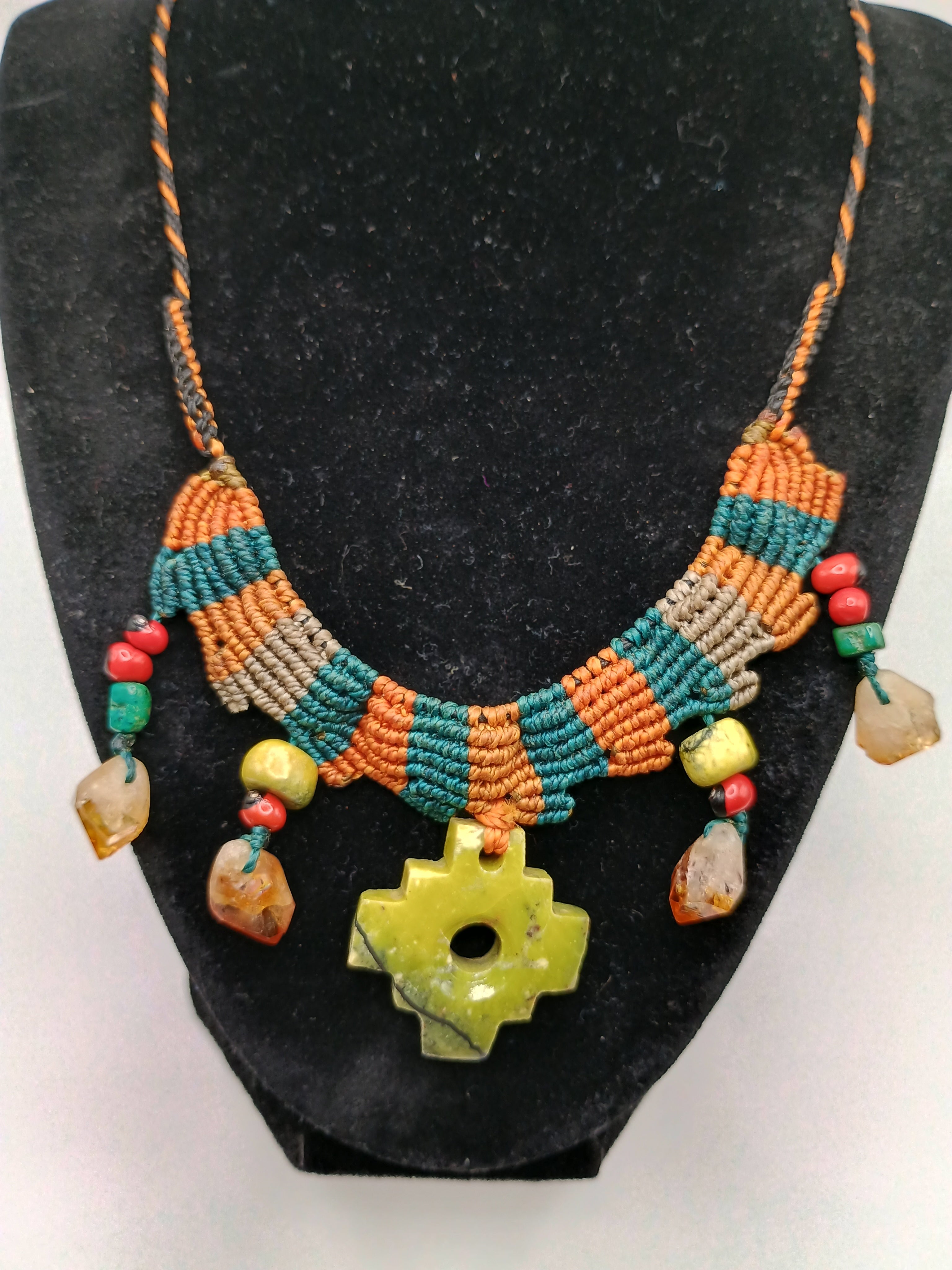 Chakana Macramé Handmade Natural Citrine Necklace