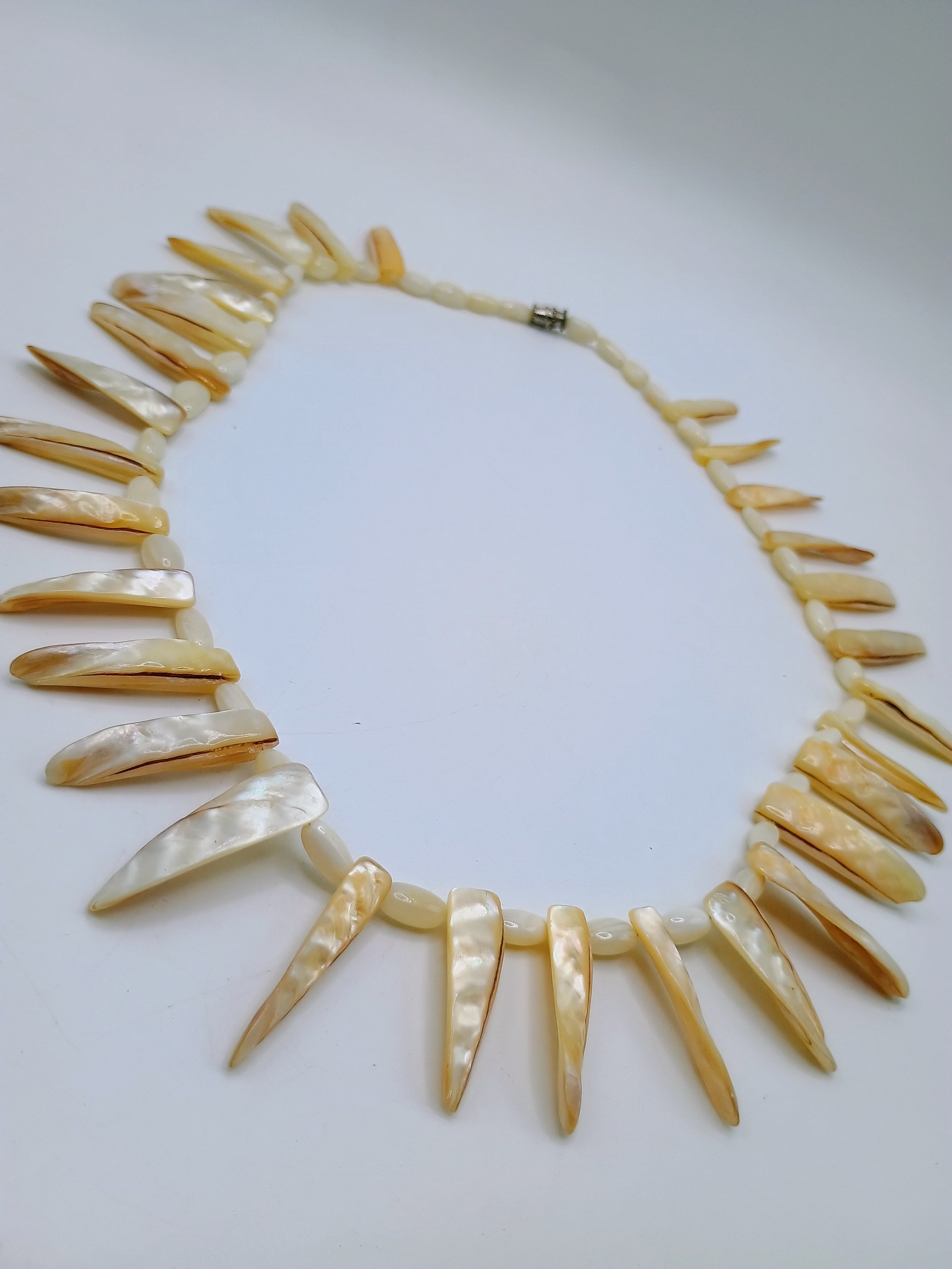 Natural Mother-of-Pearl Necklace, Handwoven Peruvian Craftsmanship