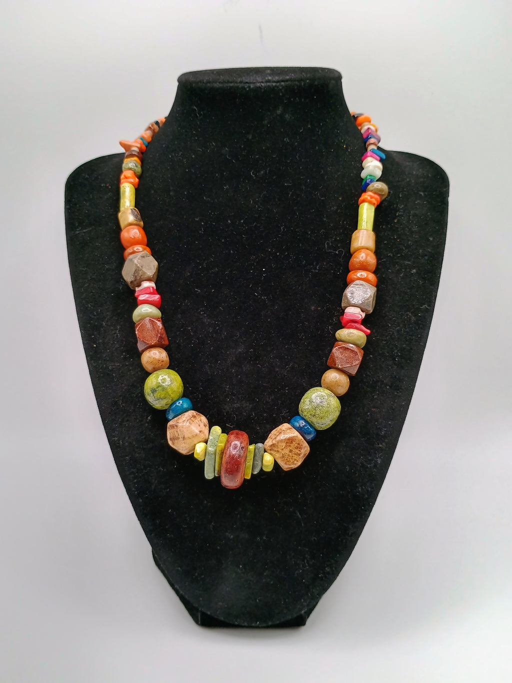 Multicolor Natural Stone Necklace Handmade Peruvian Craft Cusco