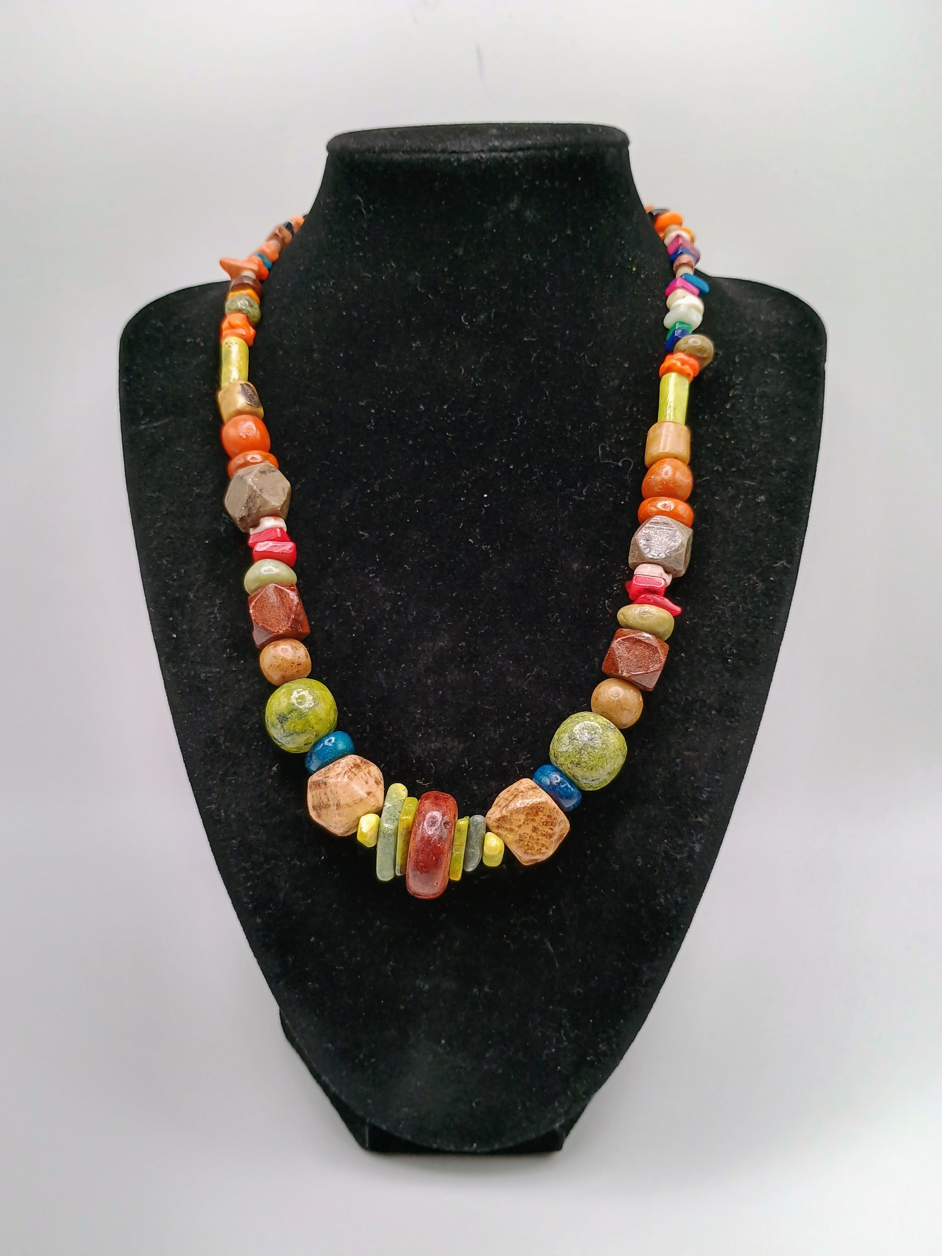 Multicolor Natural Stone Necklace Handmade Peruvian Craft Cusco