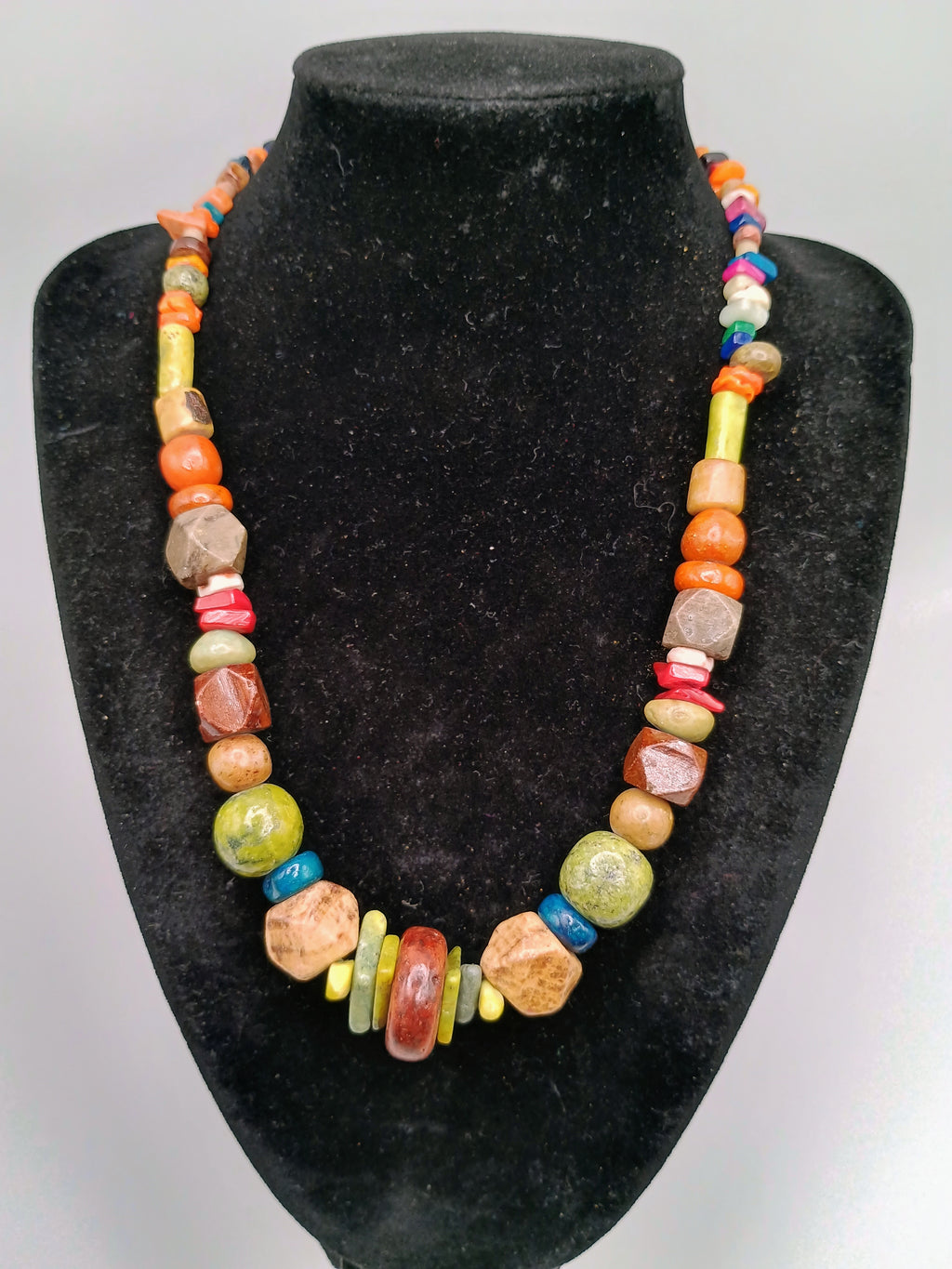 Multicolor Natural Stone Necklace Handmade Peruvian Craft Cusco
