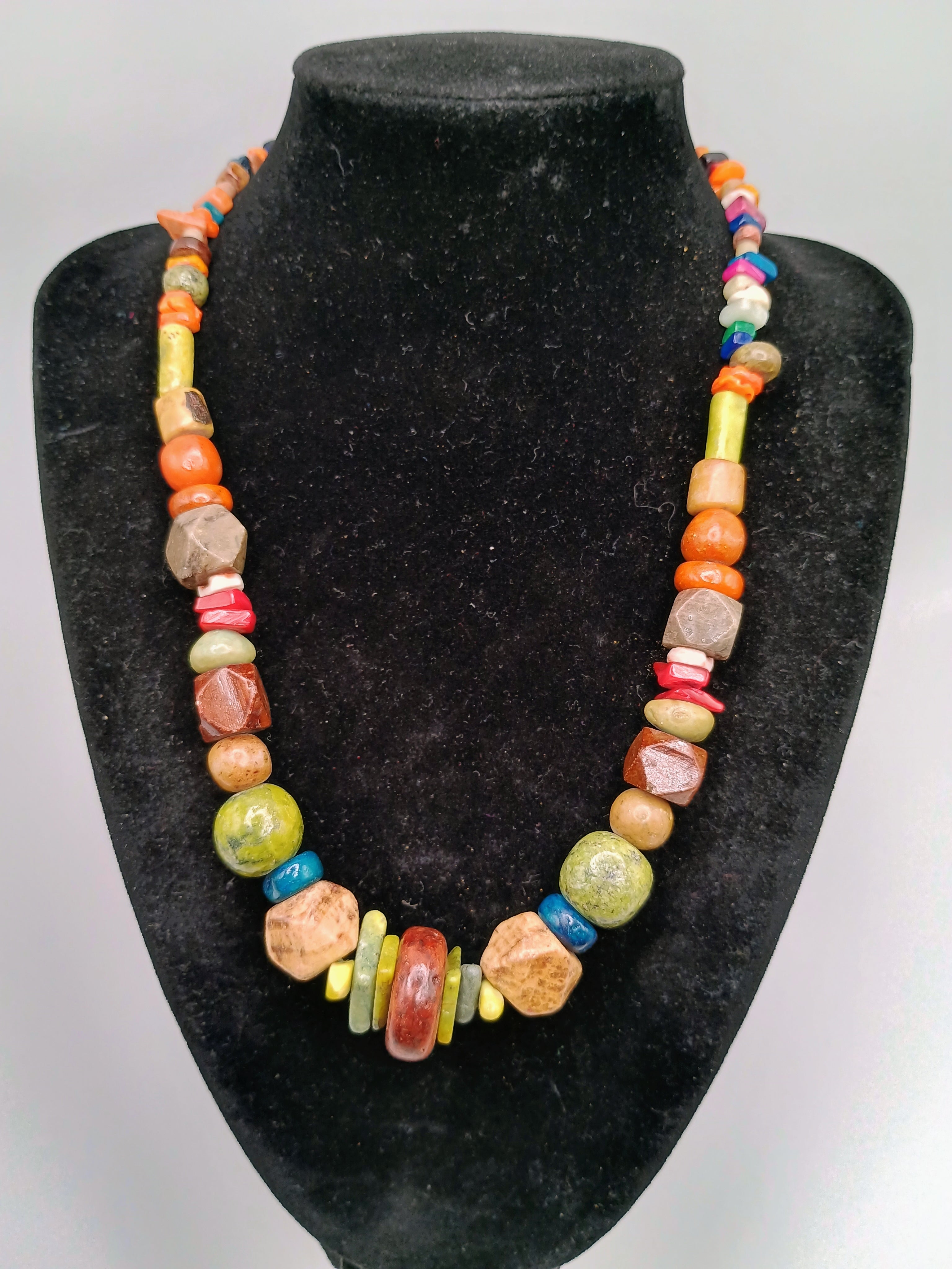 Multicolor Natural Stone Necklace Handmade Peruvian Craft Cusco