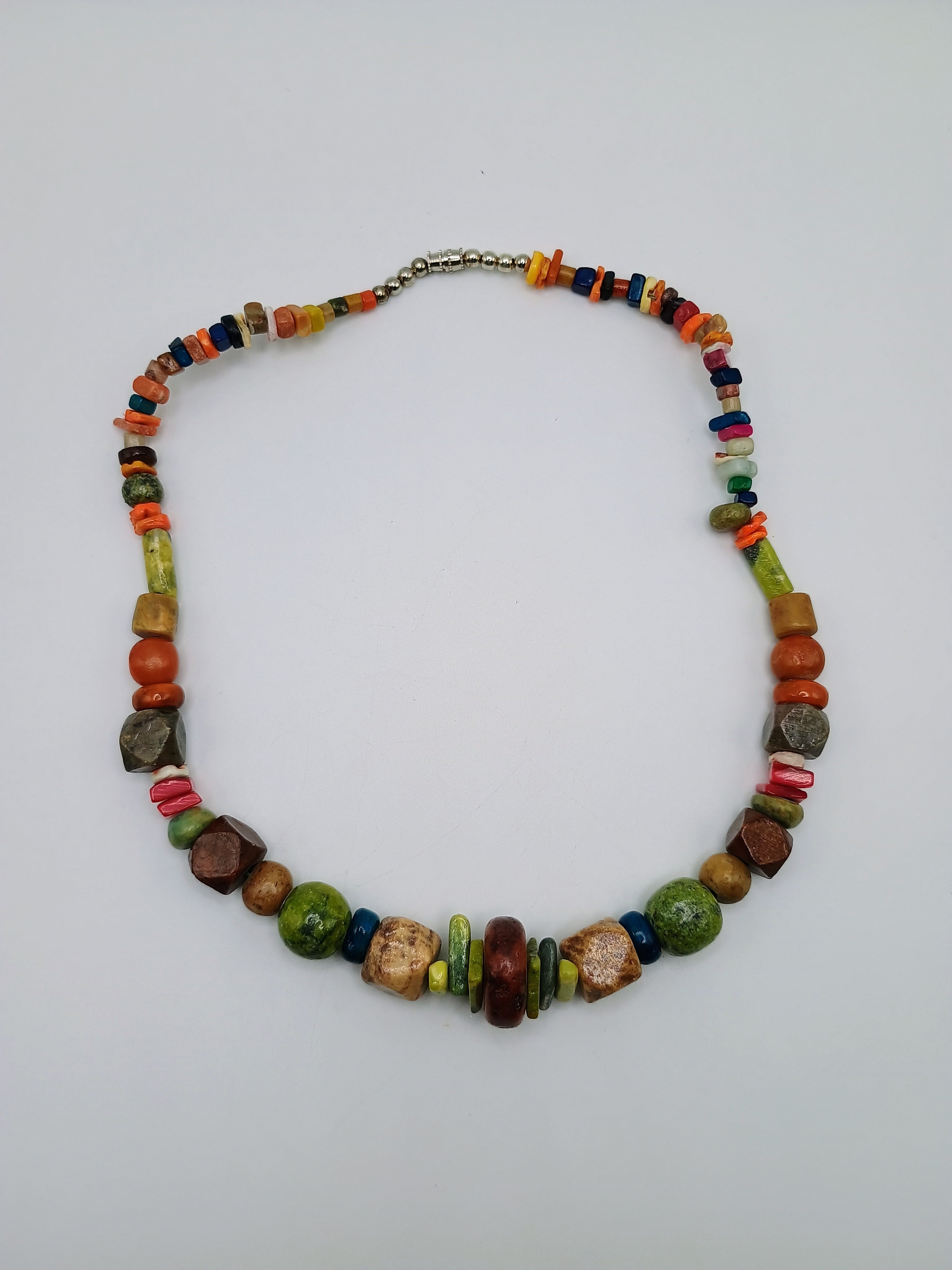 Multicolor Natural Stone Necklace Handmade Peruvian Craft Cusco