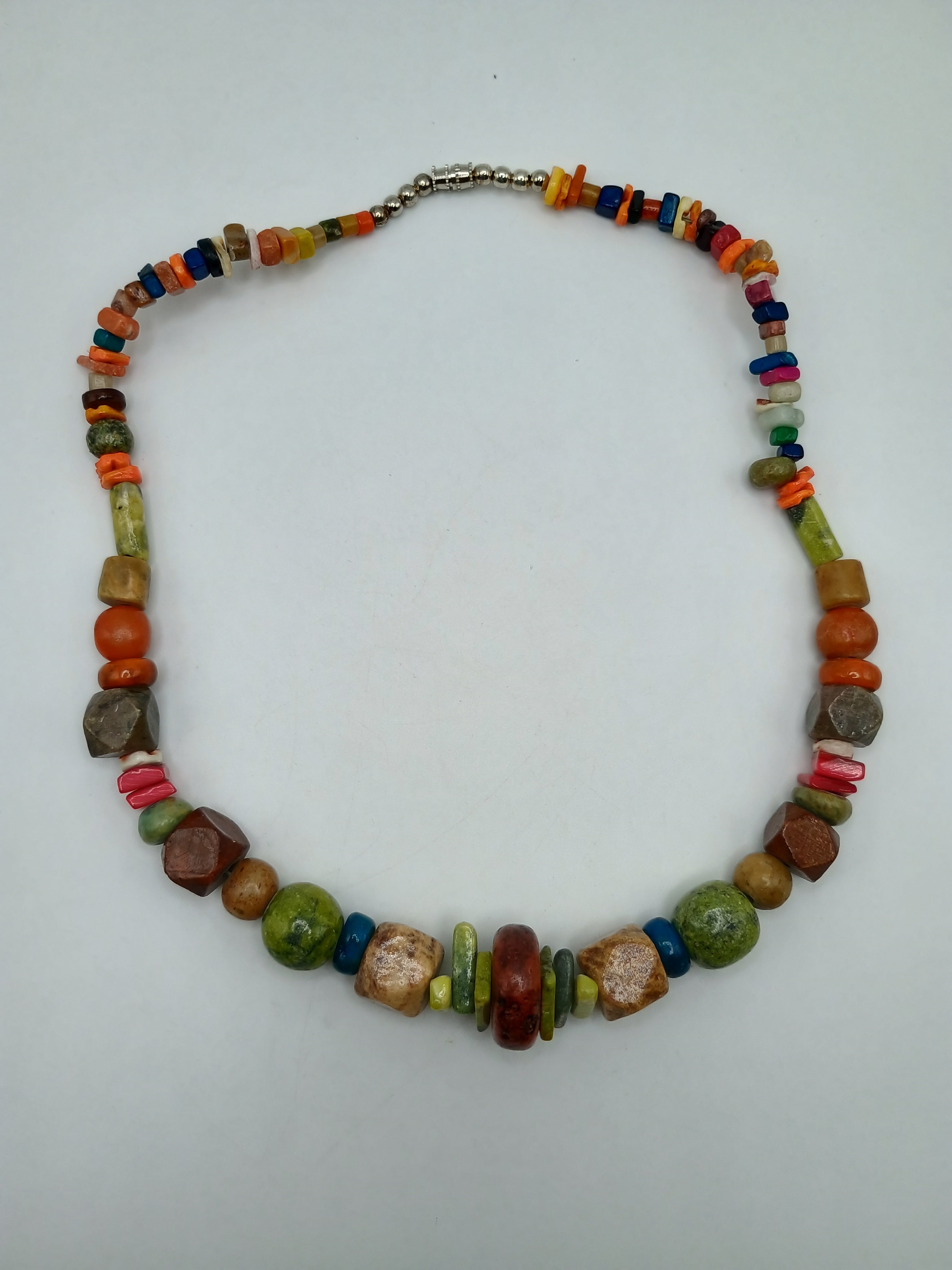 Multicolor Natural Stone Necklace Handmade Peruvian Craft Cusco