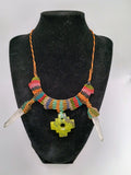 Handmade Macrame Necklace with Quartz Crystal Points and Chakana Pendant