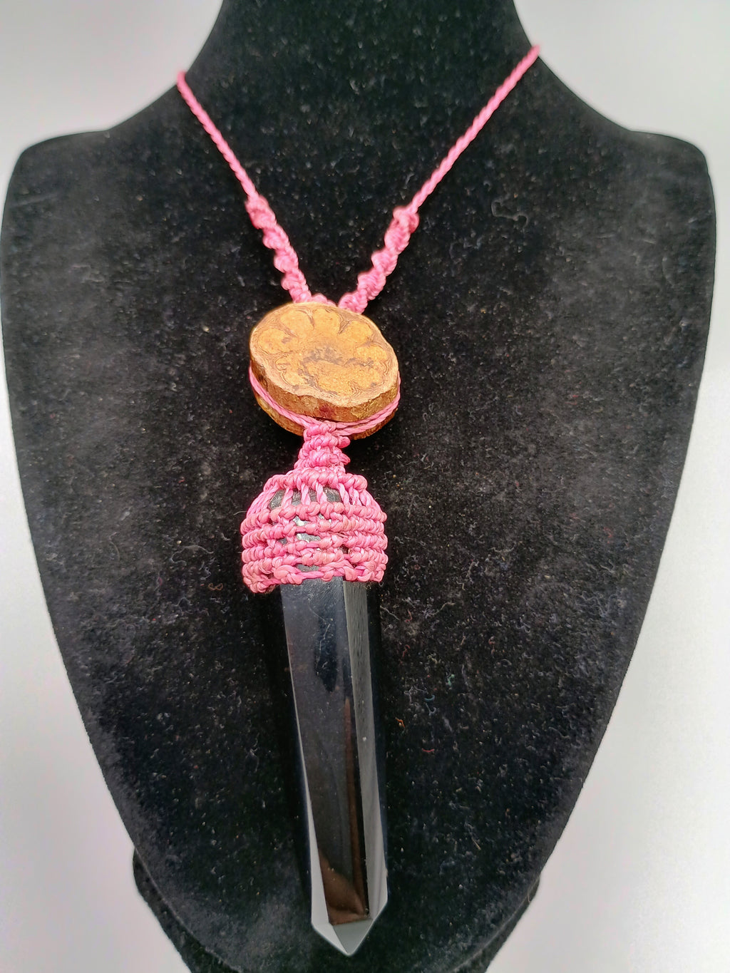 Handmade Macrame Necklace with Rainstone, Night Spiritual Amulet