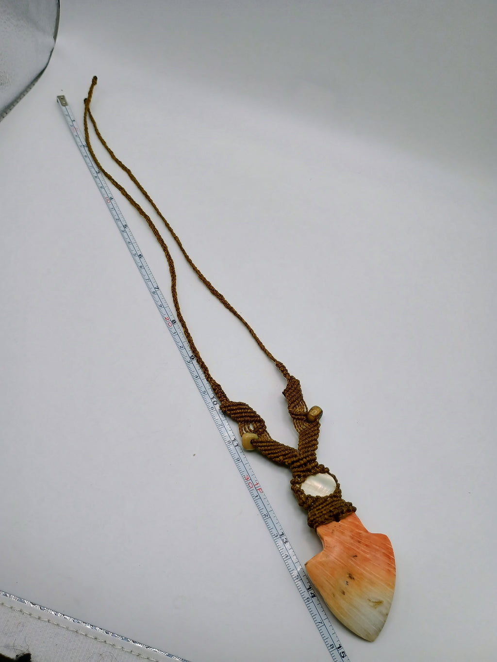 Handwoven Macrame Necklace with Natural Mother-of-Pearl Shell Pendant