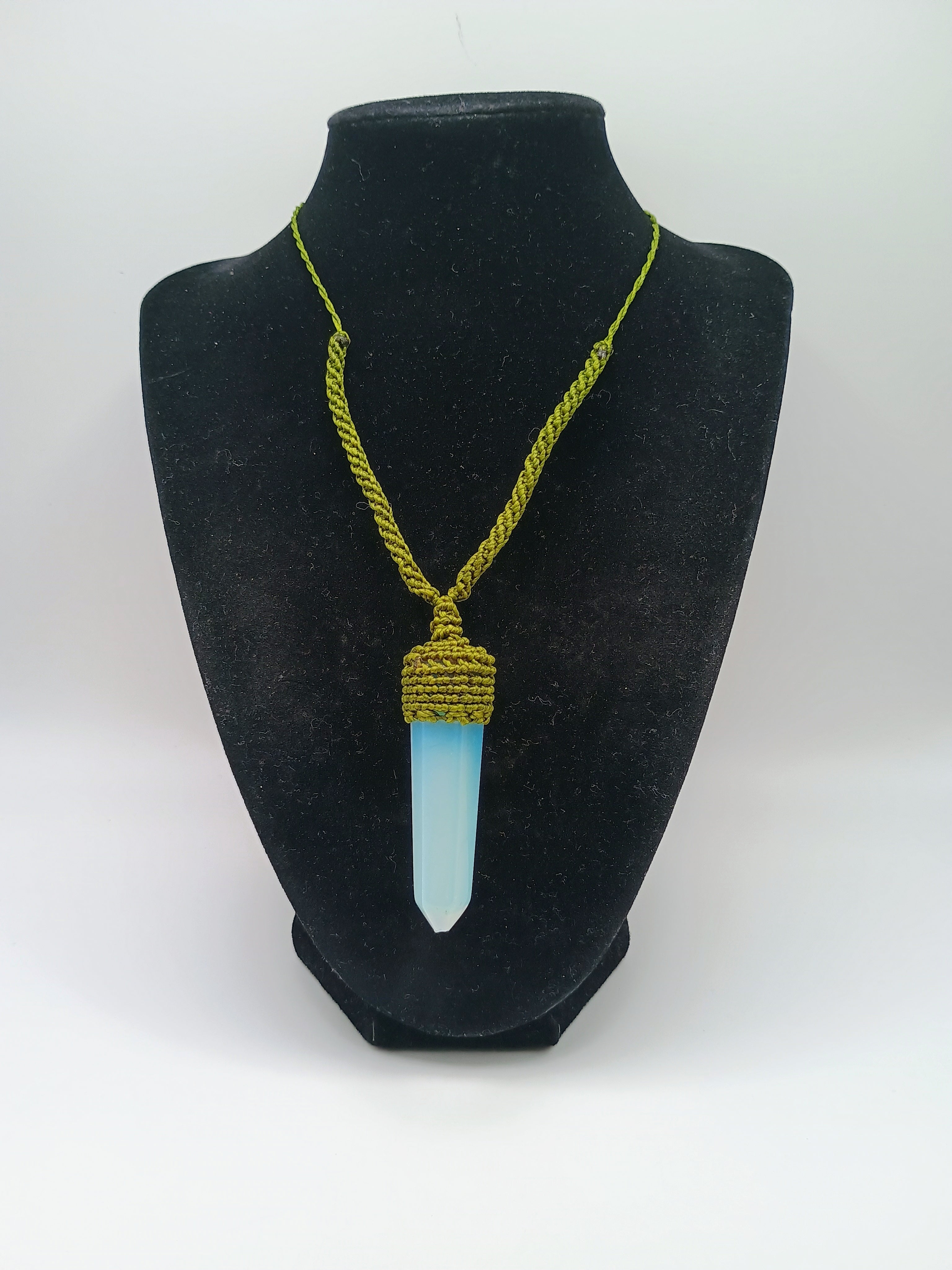 Natural Moonstone Necklace, Handmade Macrame Woven Spiritual Amulet