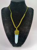 Natural Moonstone Necklace, Handmade Macrame Woven Spiritual Amulet