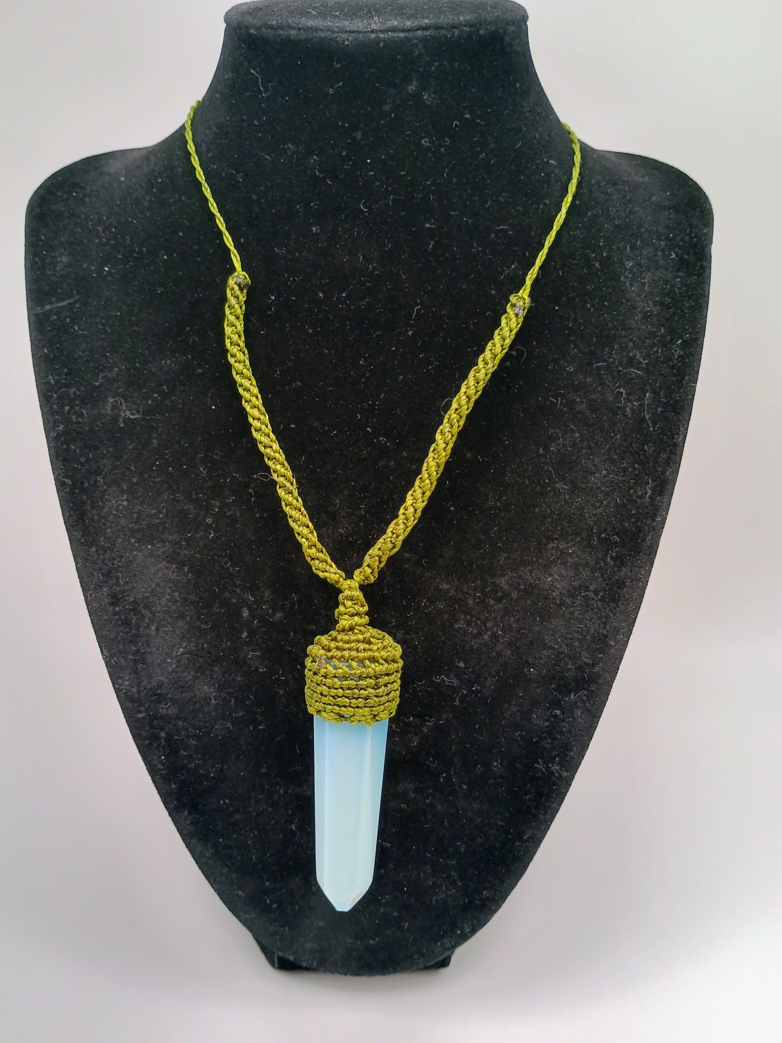 Natural Moonstone Necklace, Handmade Macrame Woven Spiritual Amulet