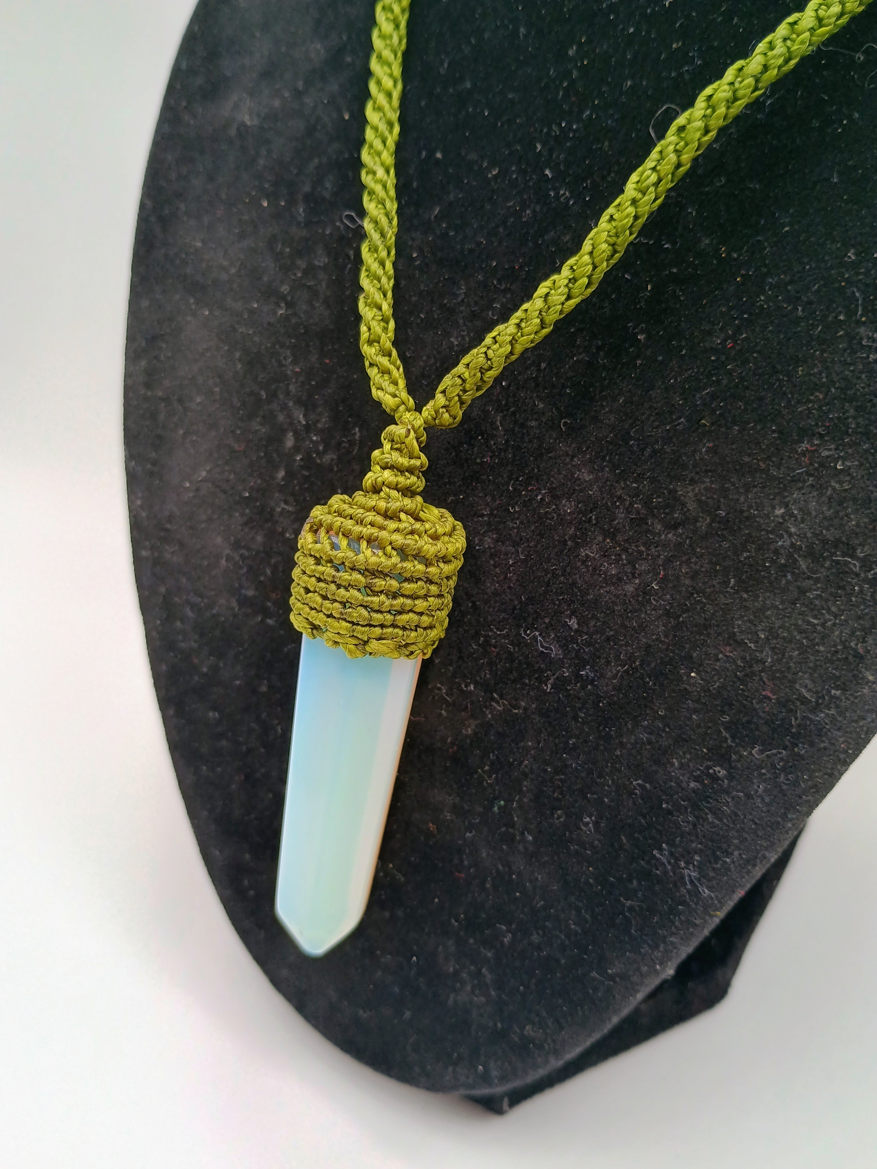 Natural Moonstone Necklace, Handmade Macrame Woven Spiritual Amulet
