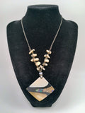 Handmade Macrame Mother-of-Pearl Necklace, Geometric Mother-of-Pearl Shell Pendant
