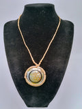 Handmade Macrame Necklace with Natural Mother-of-Pearl Circular Pendant
