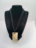 Handmade Mother-of-Pearl Necklace with Black Beads and Natural Shell Pendant