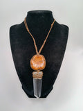 Macrame Necklace with Natural Crystal Quartz and Sacred Wood