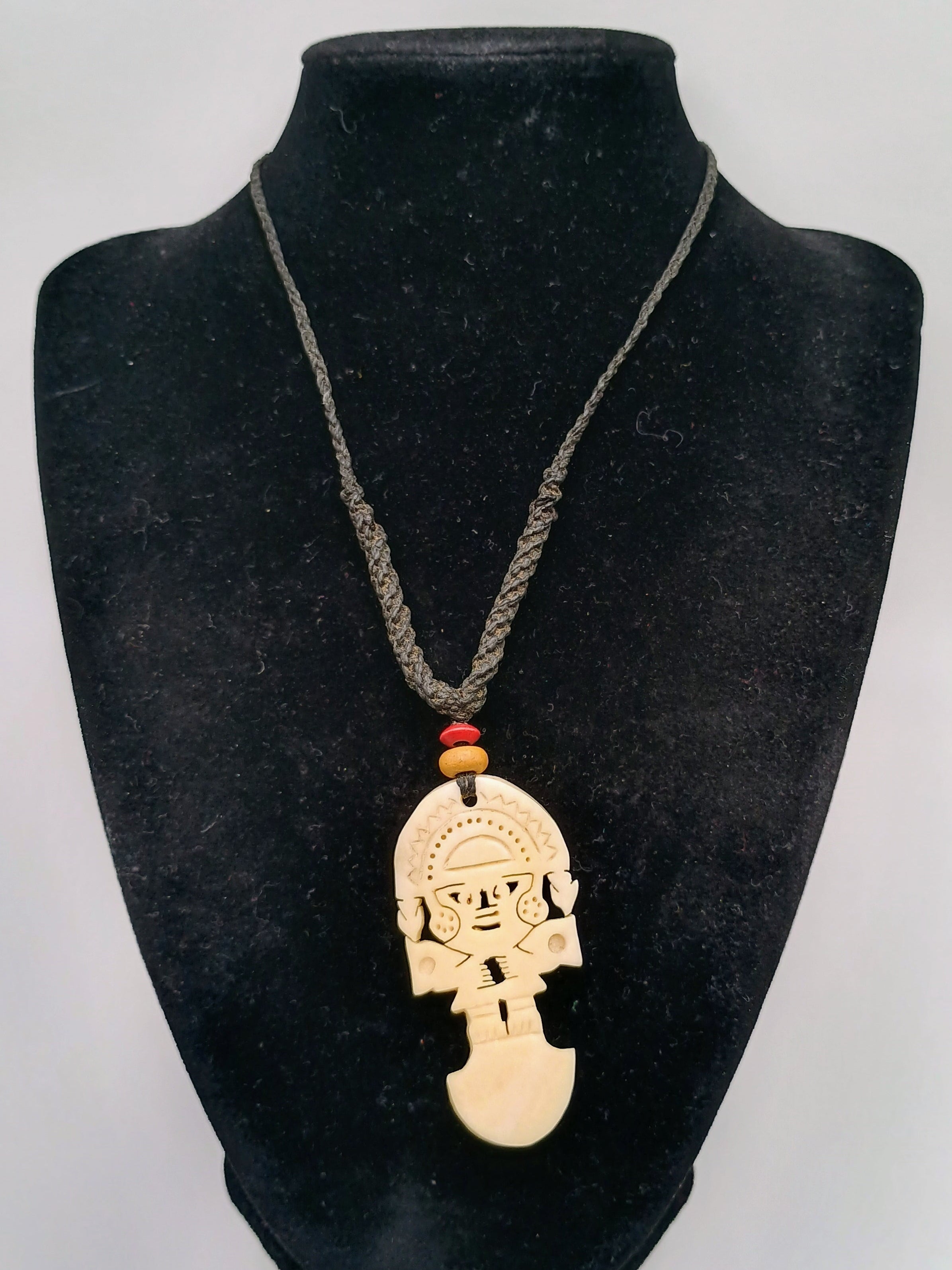 Handmade Tumi Necklace, Hand-Carved Bone Pendant