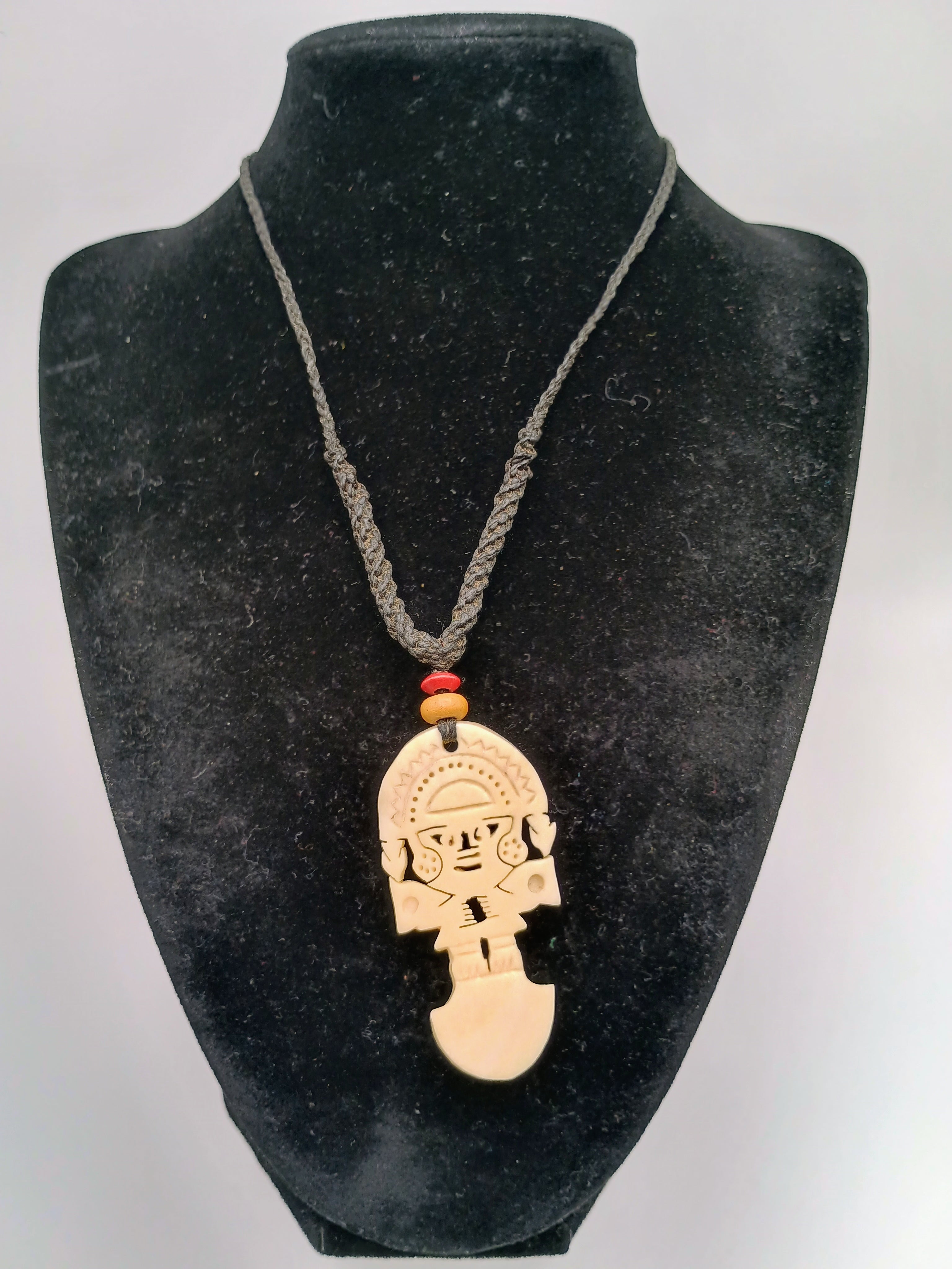 Handmade Tumi Necklace, Hand-Carved Bone Pendant