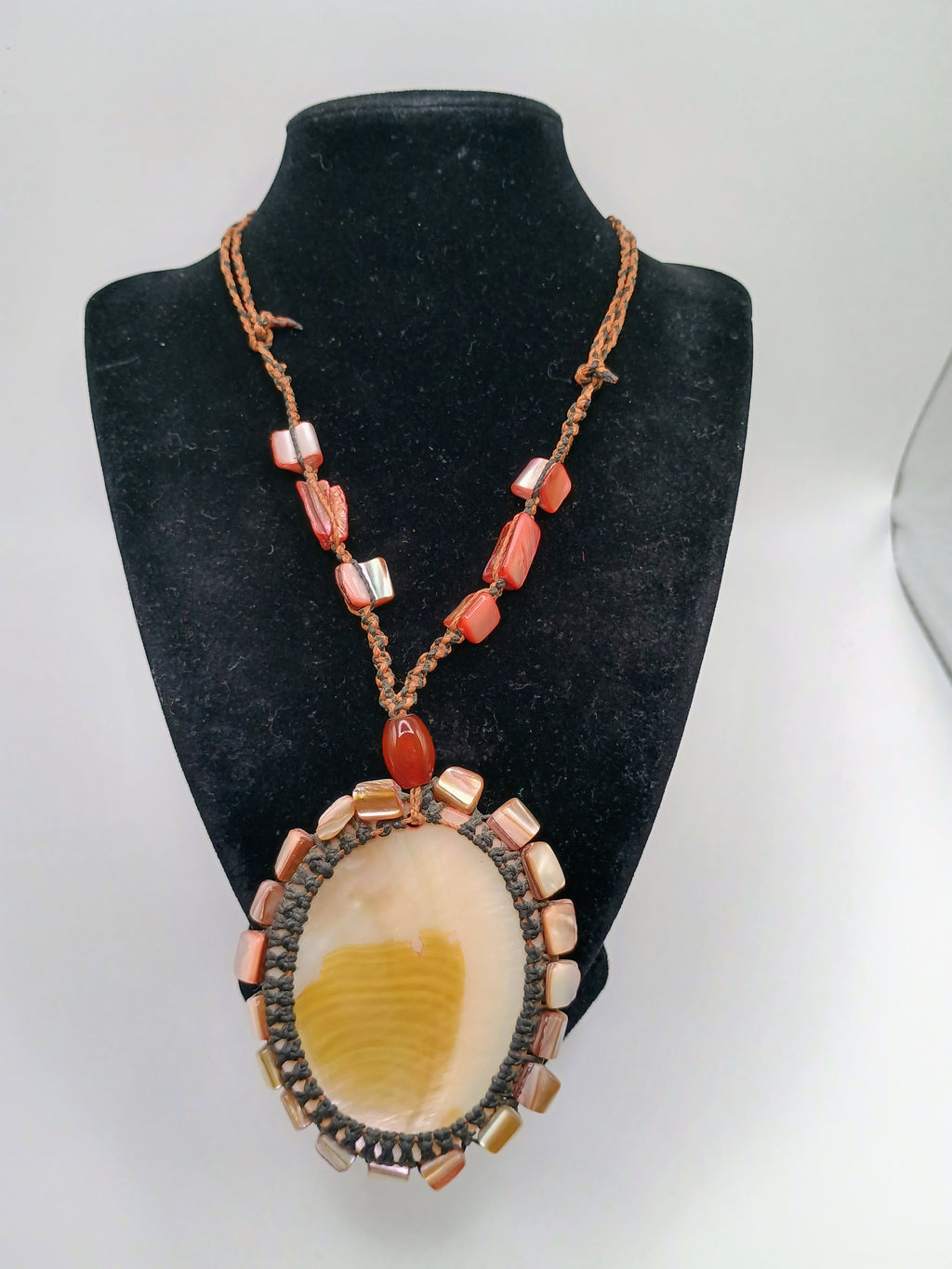 Handmade Macrame Necklace with Mother-of-Pearl Shells