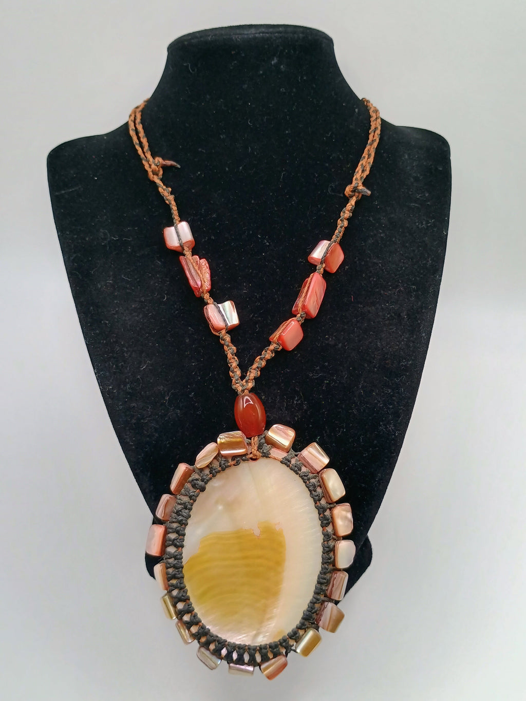 Handmade Macrame Necklace with Mother-of-Pearl Shells