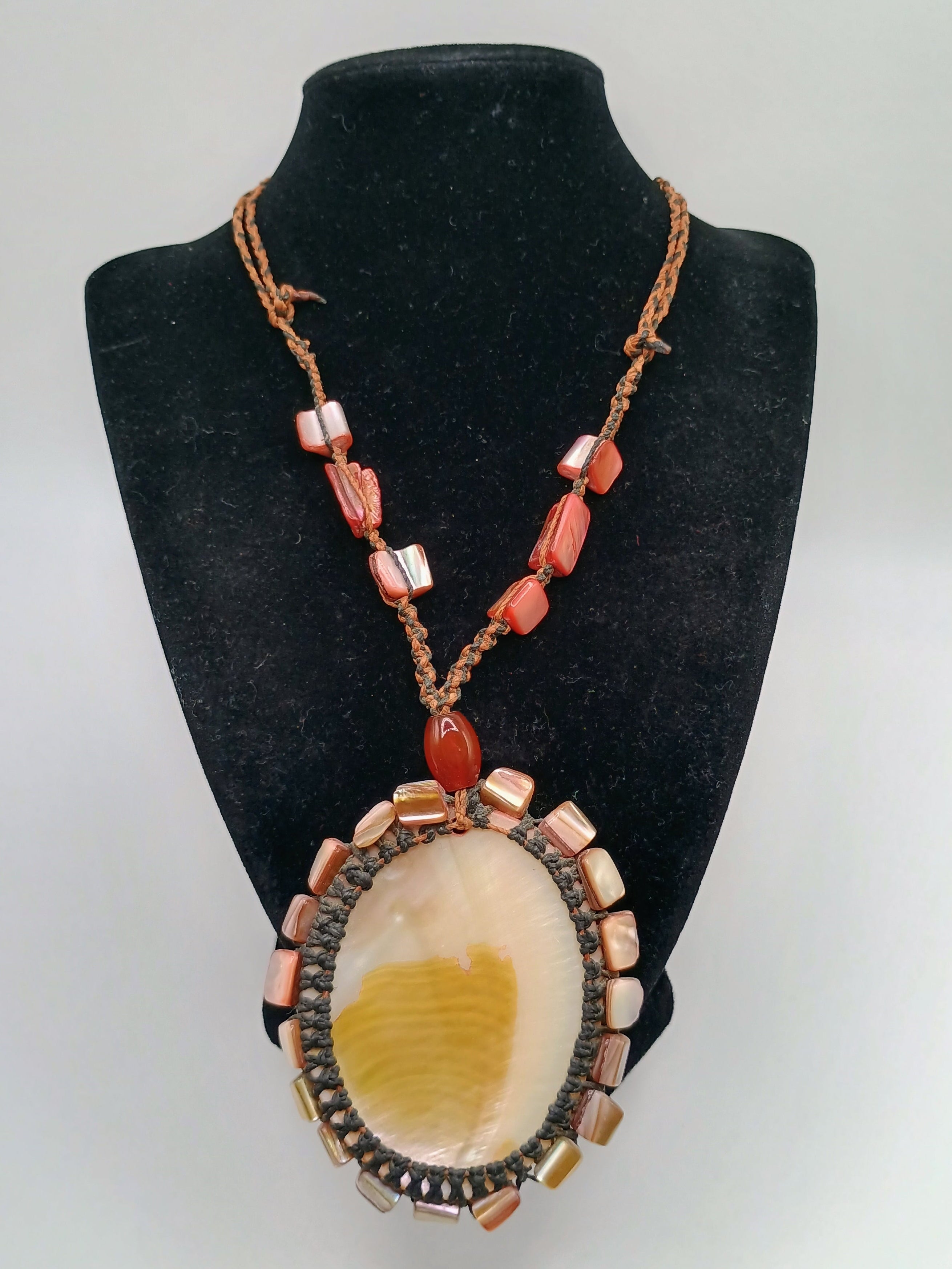 Handmade Macrame Necklace with Mother-of-Pearl Shells
