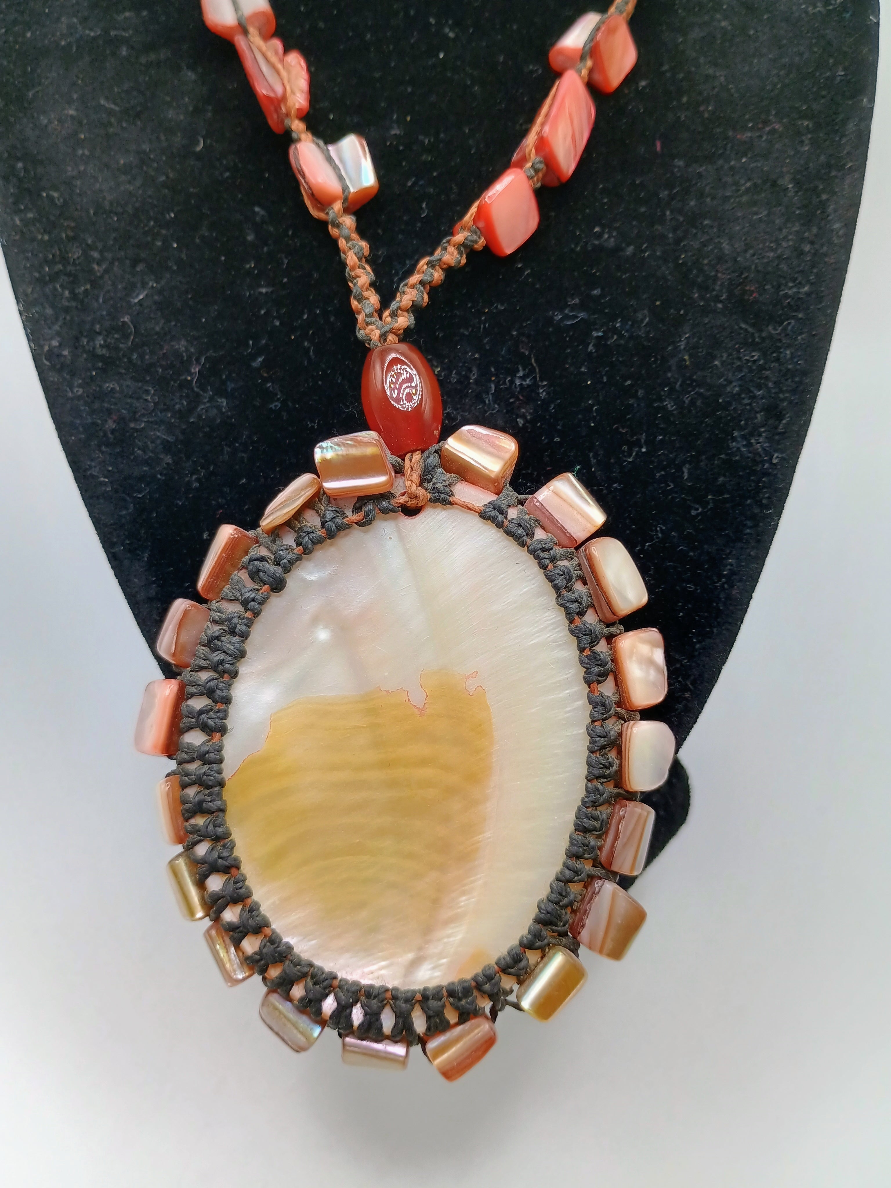 Handmade Macrame Necklace with Mother-of-Pearl Shells