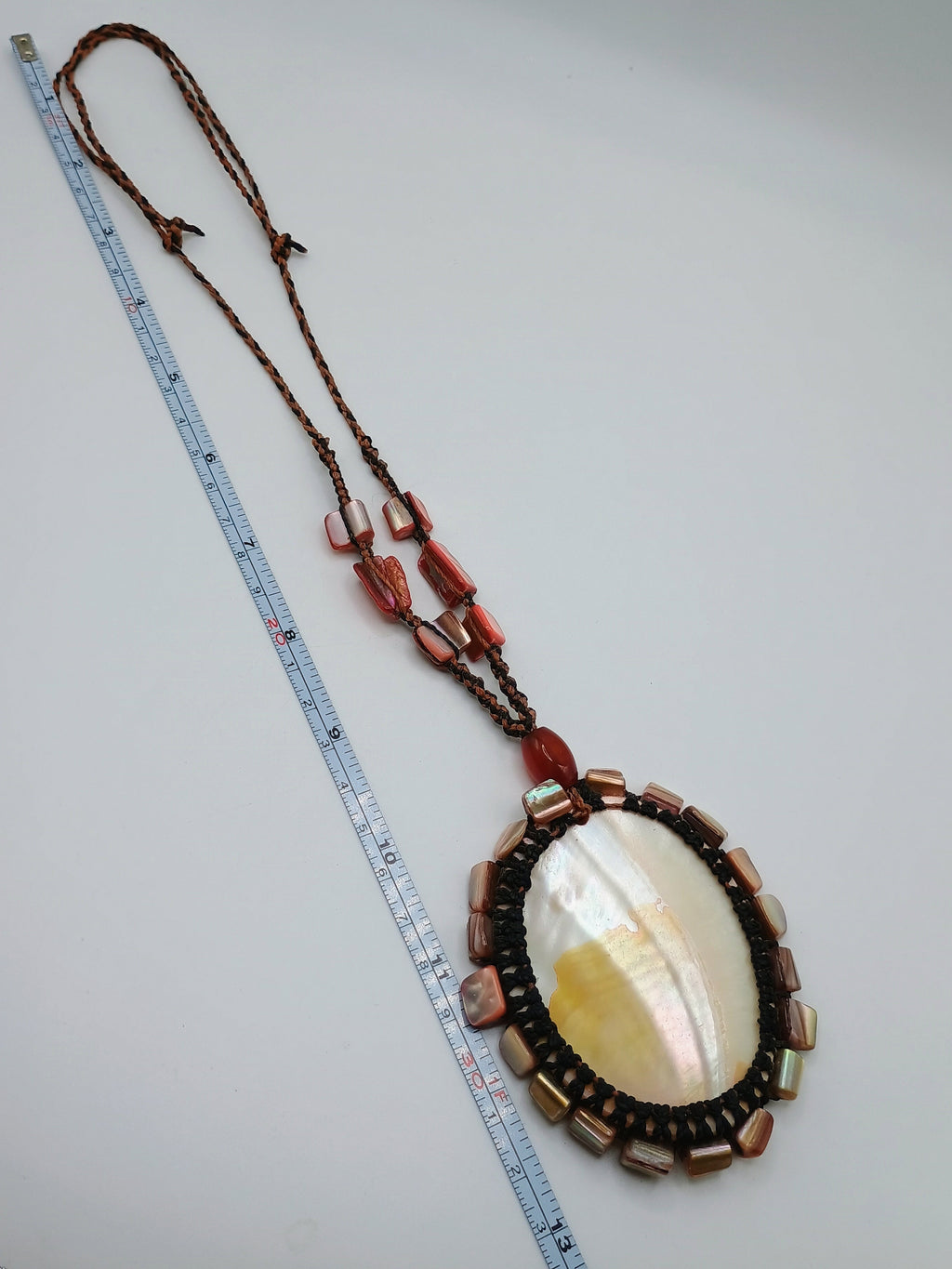 Handmade Macrame Necklace with Mother-of-Pearl Shells