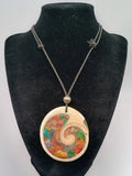 Handmade Mother-of-Pearl Necklace, Spiral Mosaic, Natural Stones, Mother-of-Pearl Shell