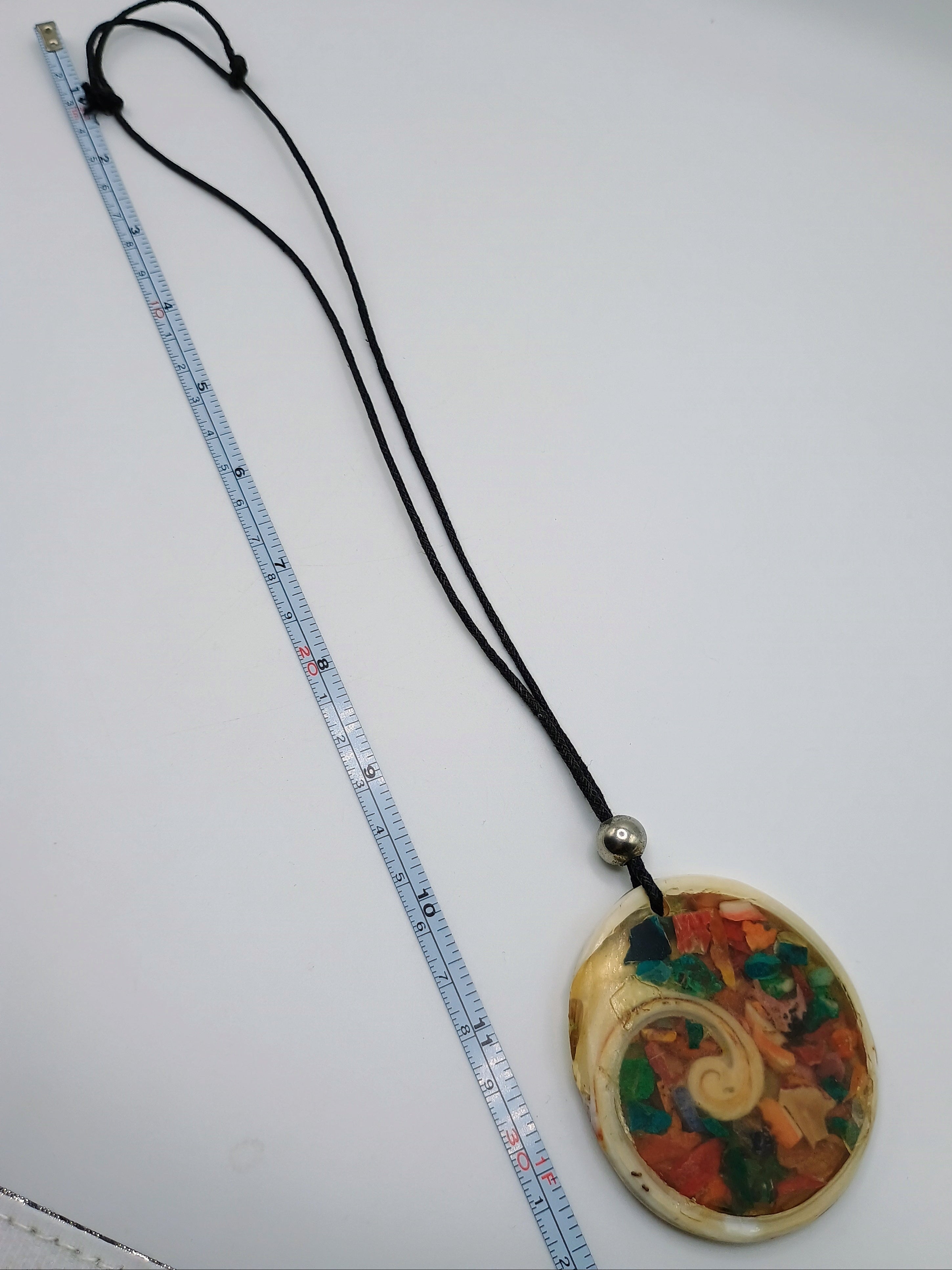 Handmade Mother-of-Pearl Necklace, Spiral Mosaic, Natural Stones, Mother-of-Pearl Shell