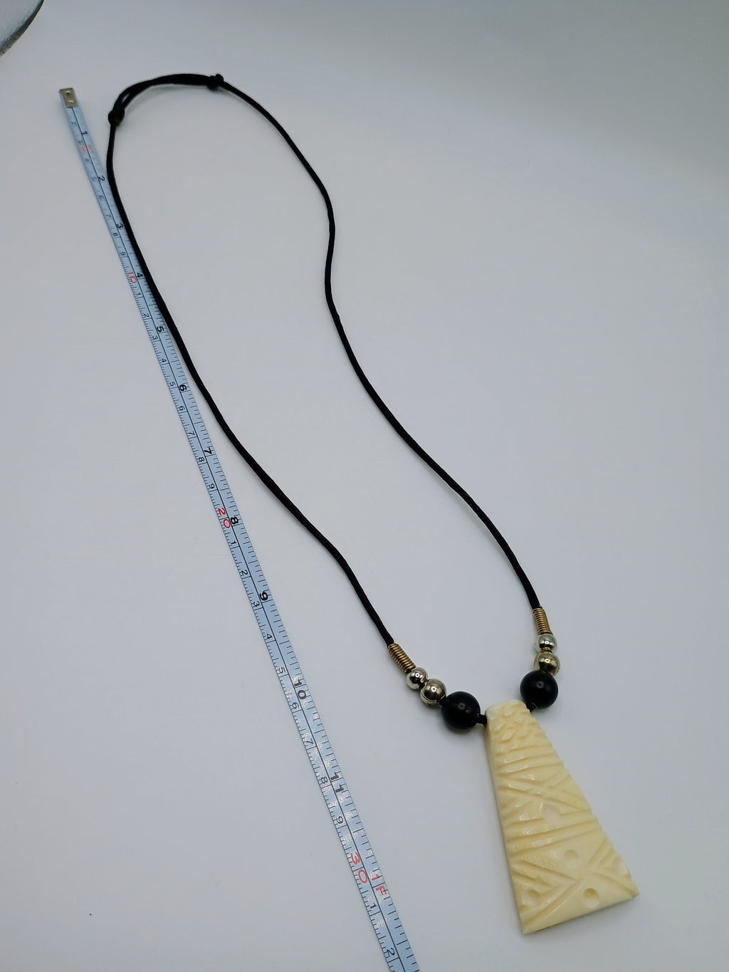 Hand-Carved Bone Necklace, Collected Bone Pendant, Adjustable Cord
