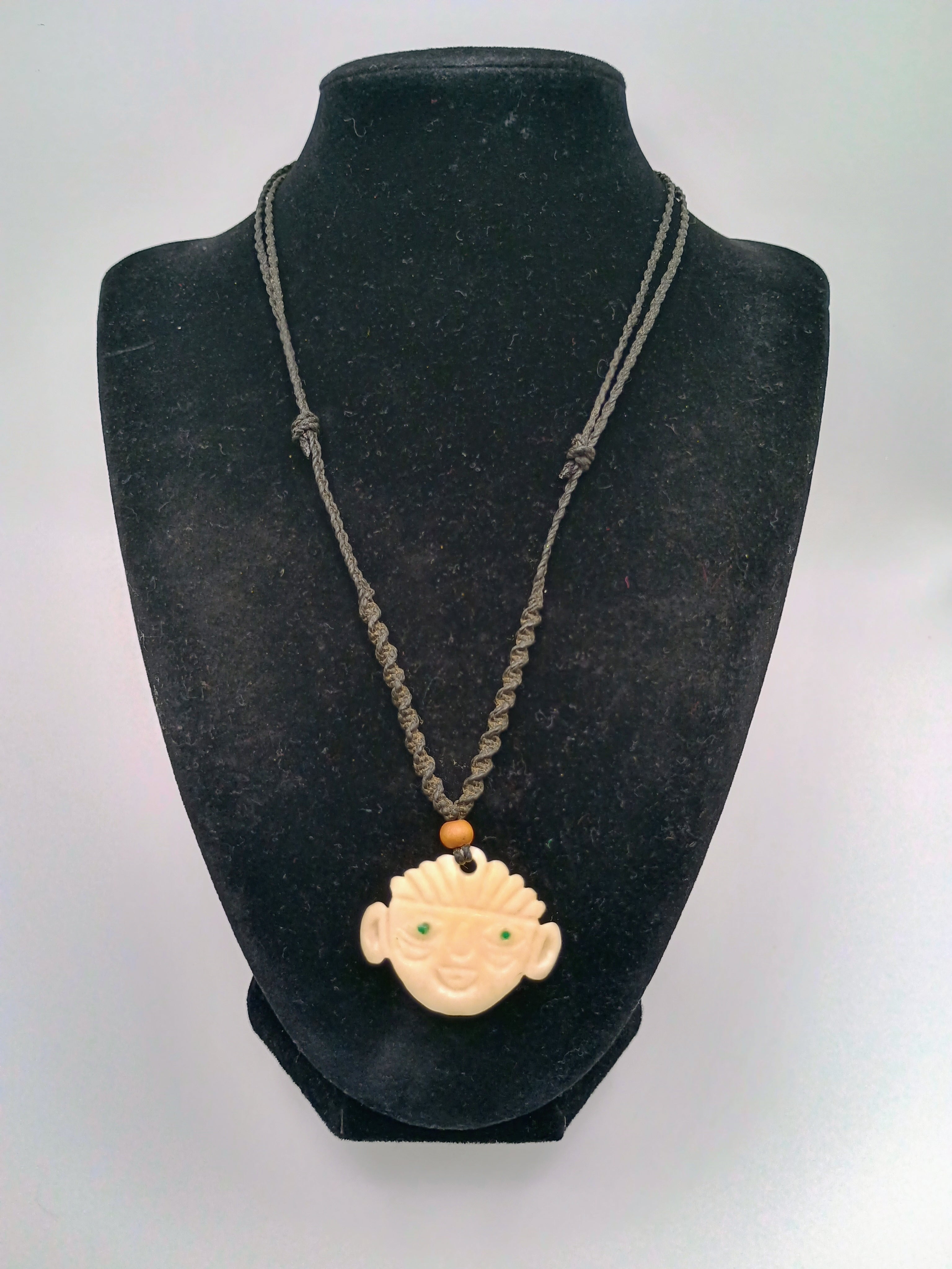 Hand-carved Tumi necklace, protection symbol, macrame cord