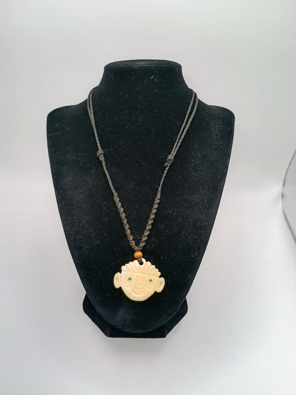 Hand-carved Tumi necklace, protection symbol, macrame cord