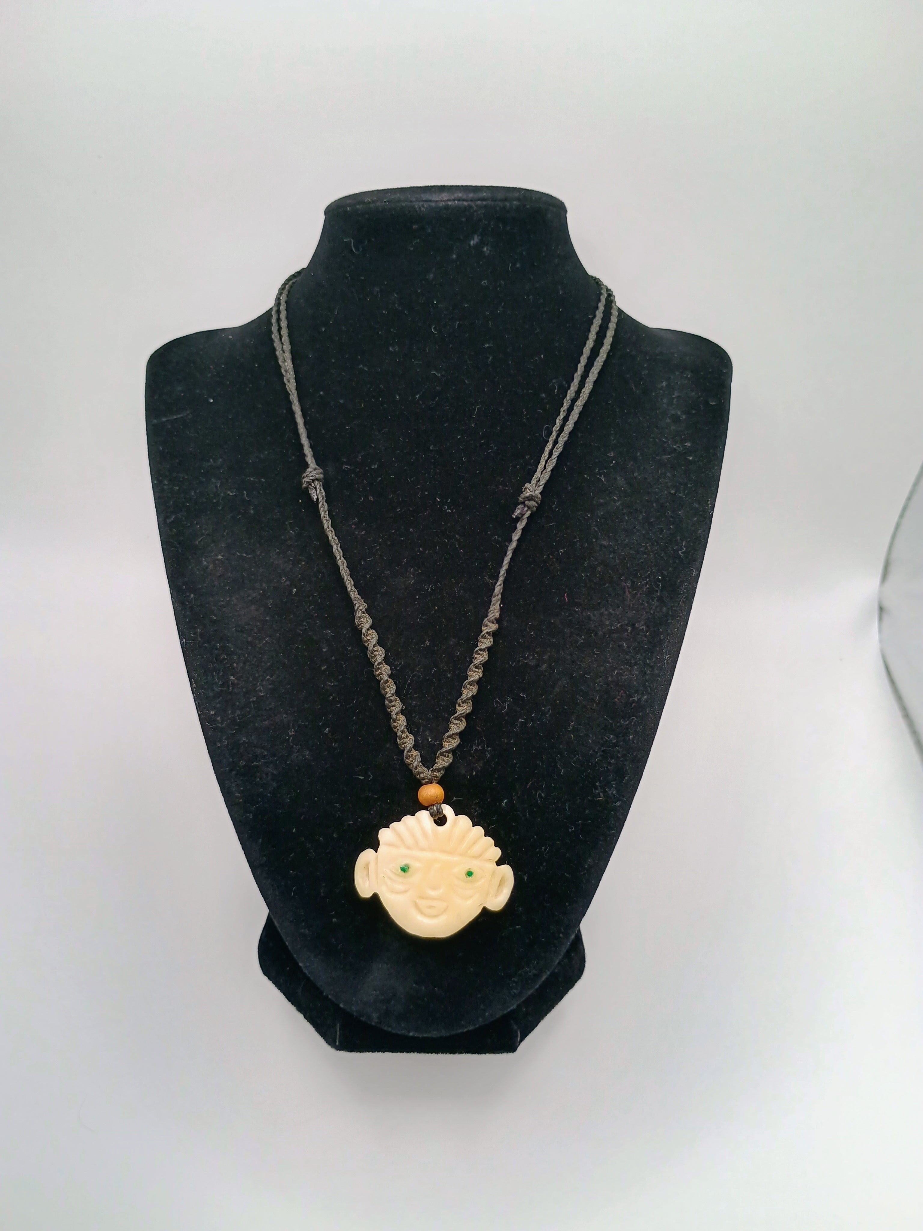 Hand-carved Tumi necklace, protection symbol, macrame cord