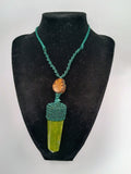 Handmade Macrame Serpentine Necklace with Natural Stone Pendant