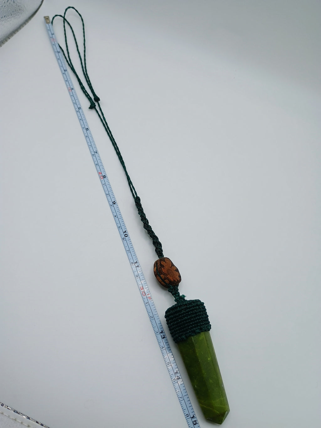 Handmade Macrame Serpentine Necklace with Natural Stone Pendant