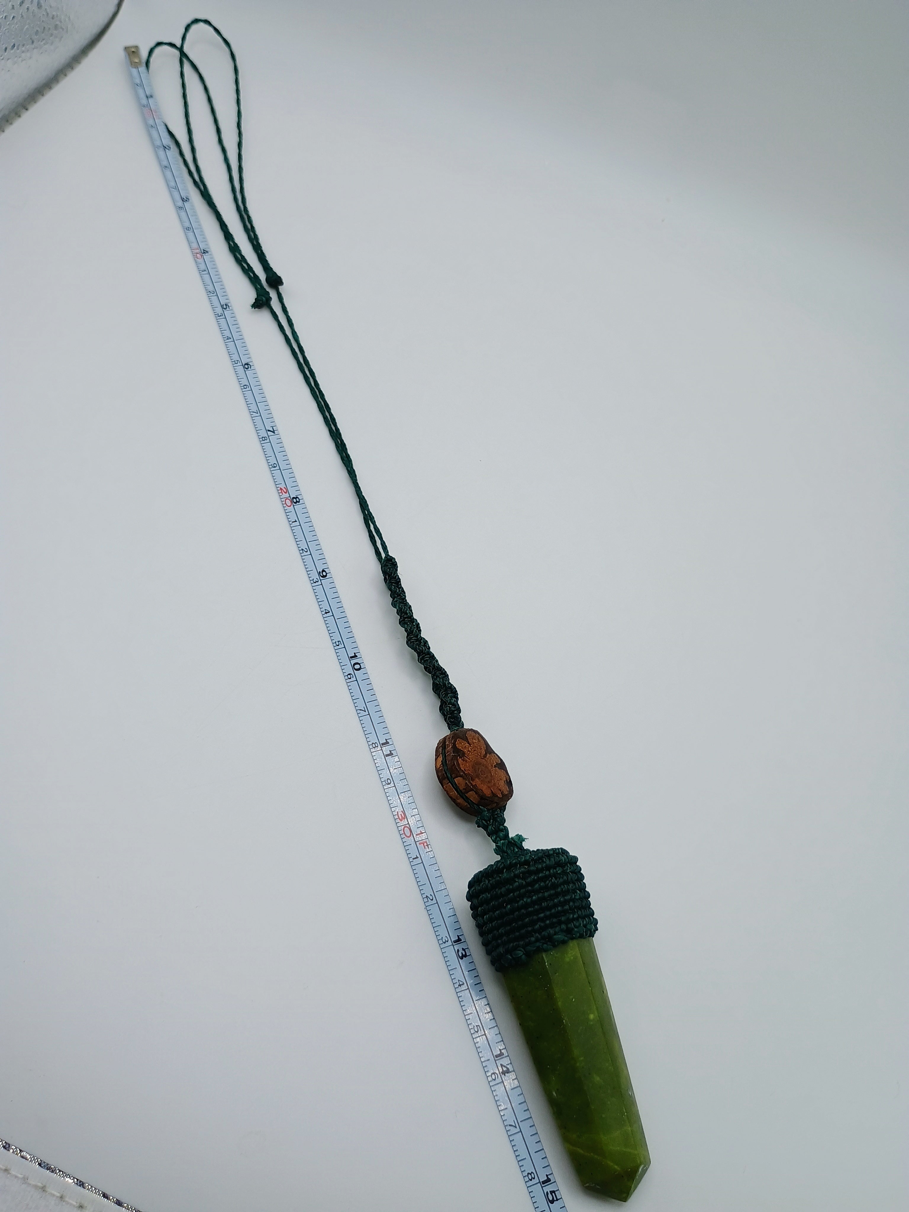 Handmade Macrame Serpentine Necklace with Natural Stone Pendant