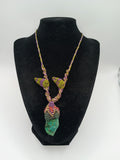Handmade Macrame Necklace Turquoise Woven Leaves Spiritual Amulet