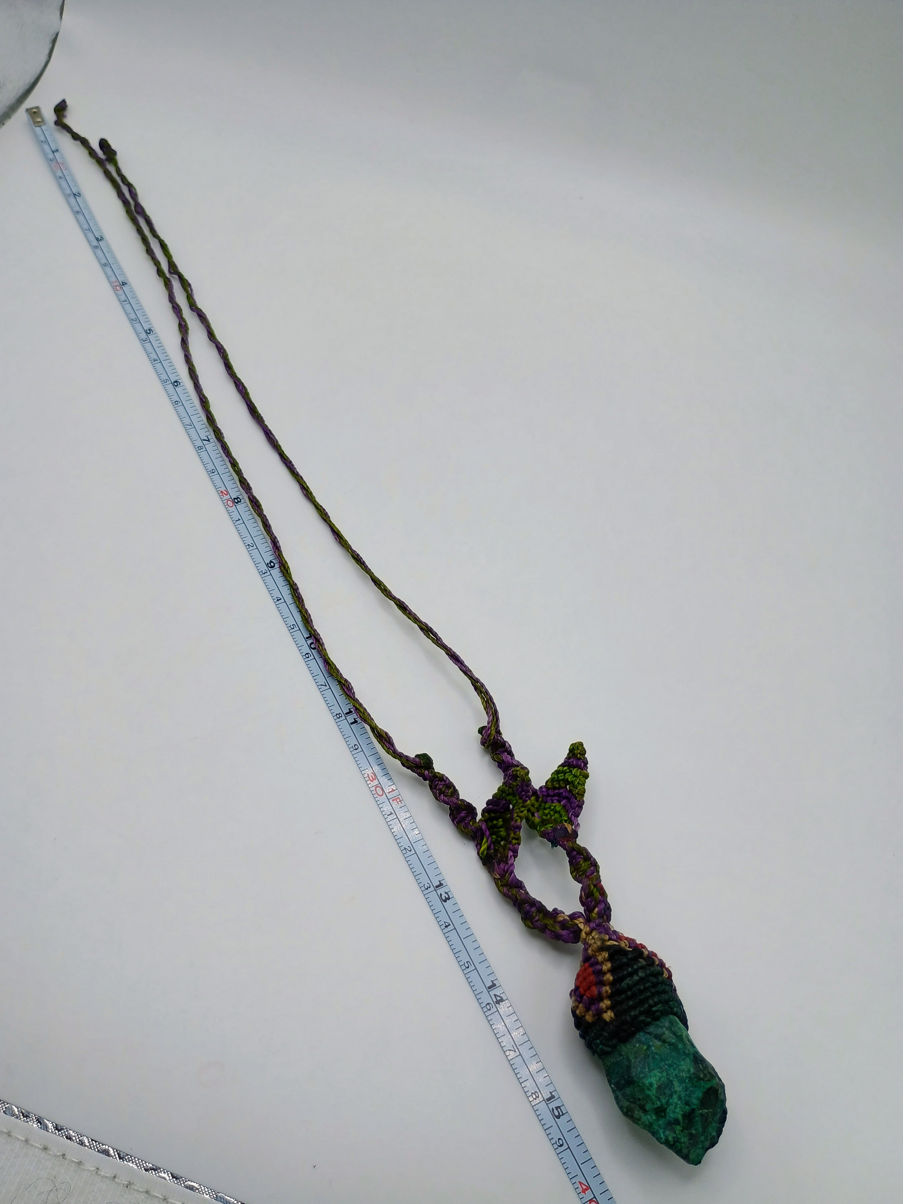 Handmade Macrame Necklace Turquoise Woven Leaves Spiritual Amulet