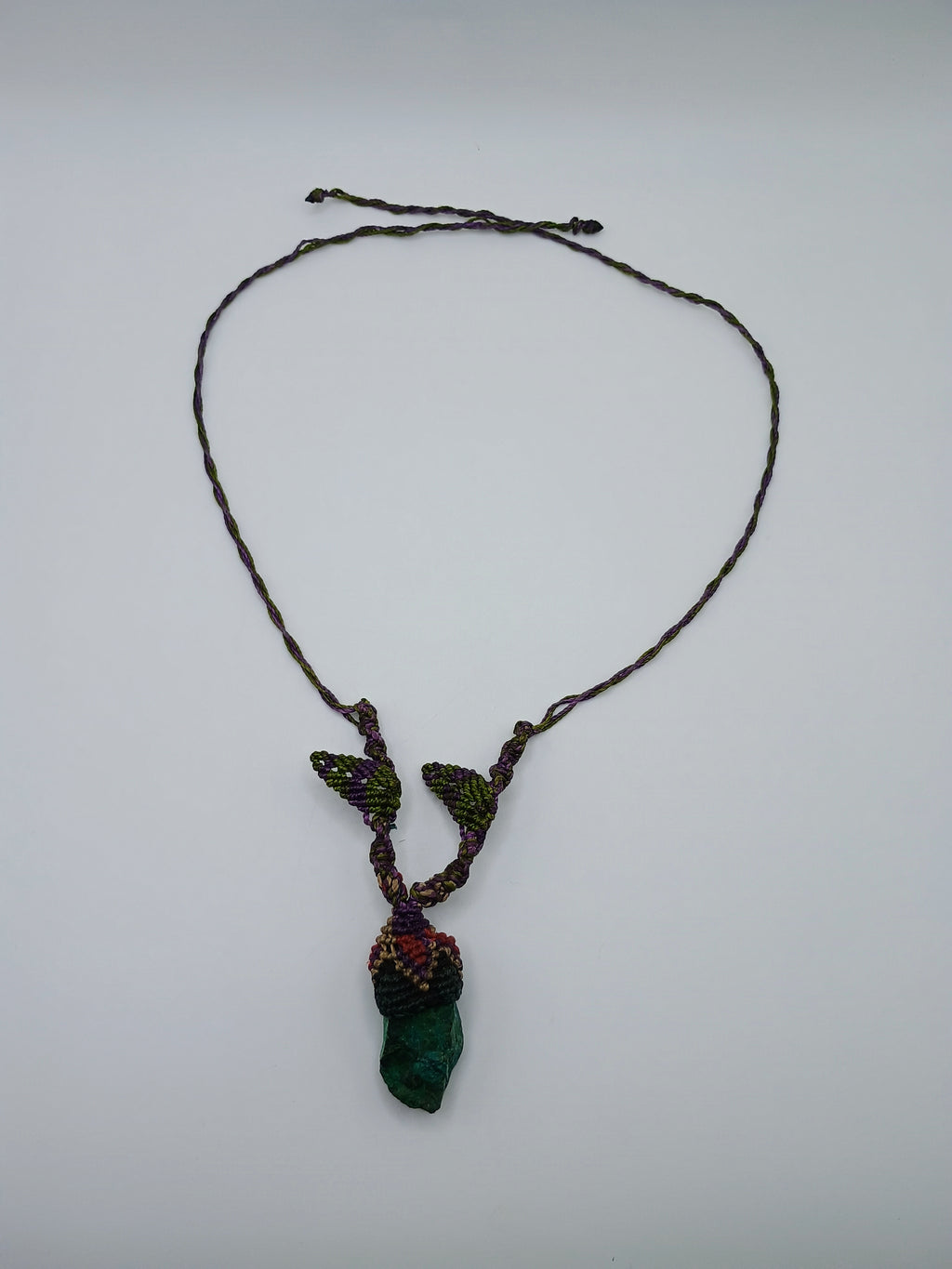Handmade Macrame Necklace Turquoise Woven Leaves Spiritual Amulet