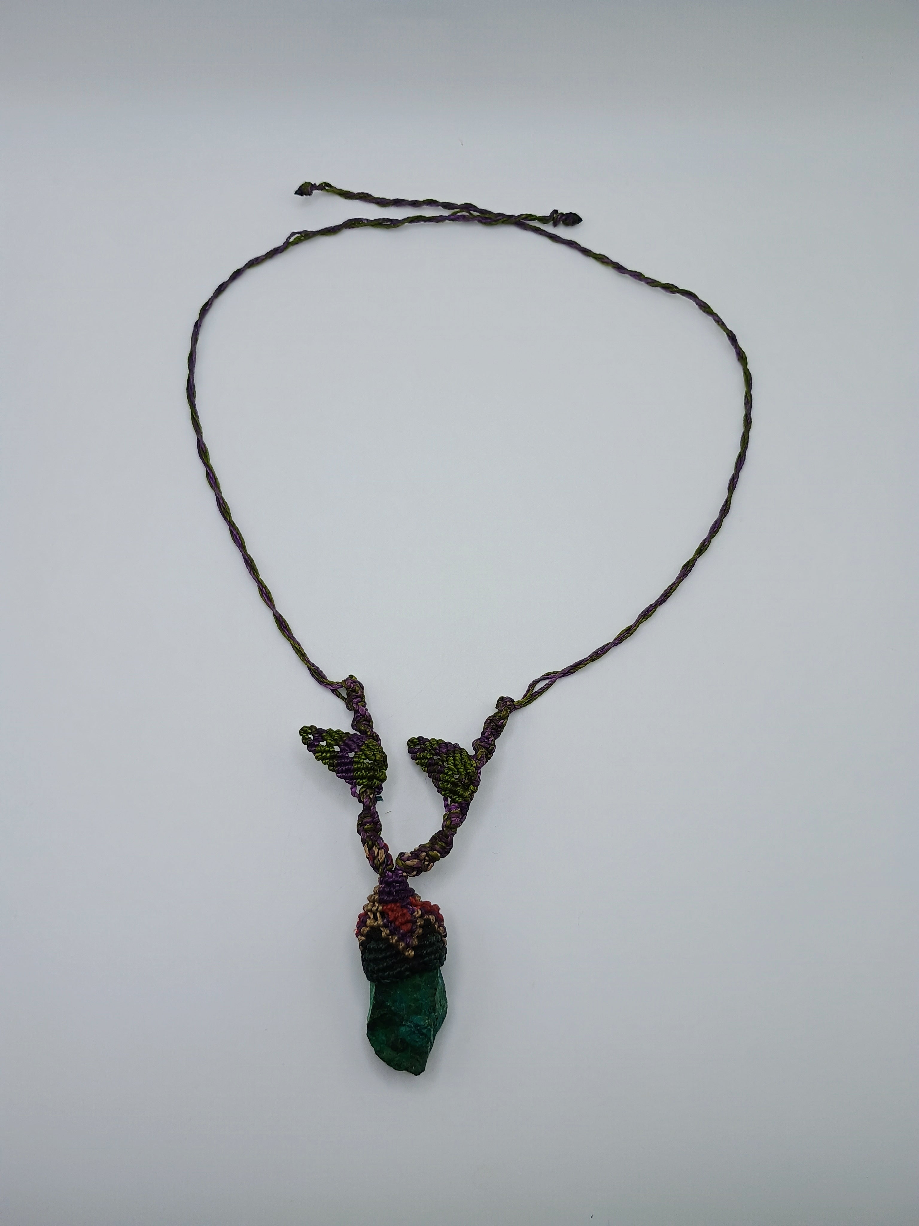 Handmade Macrame Necklace Turquoise Woven Leaves Spiritual Amulet