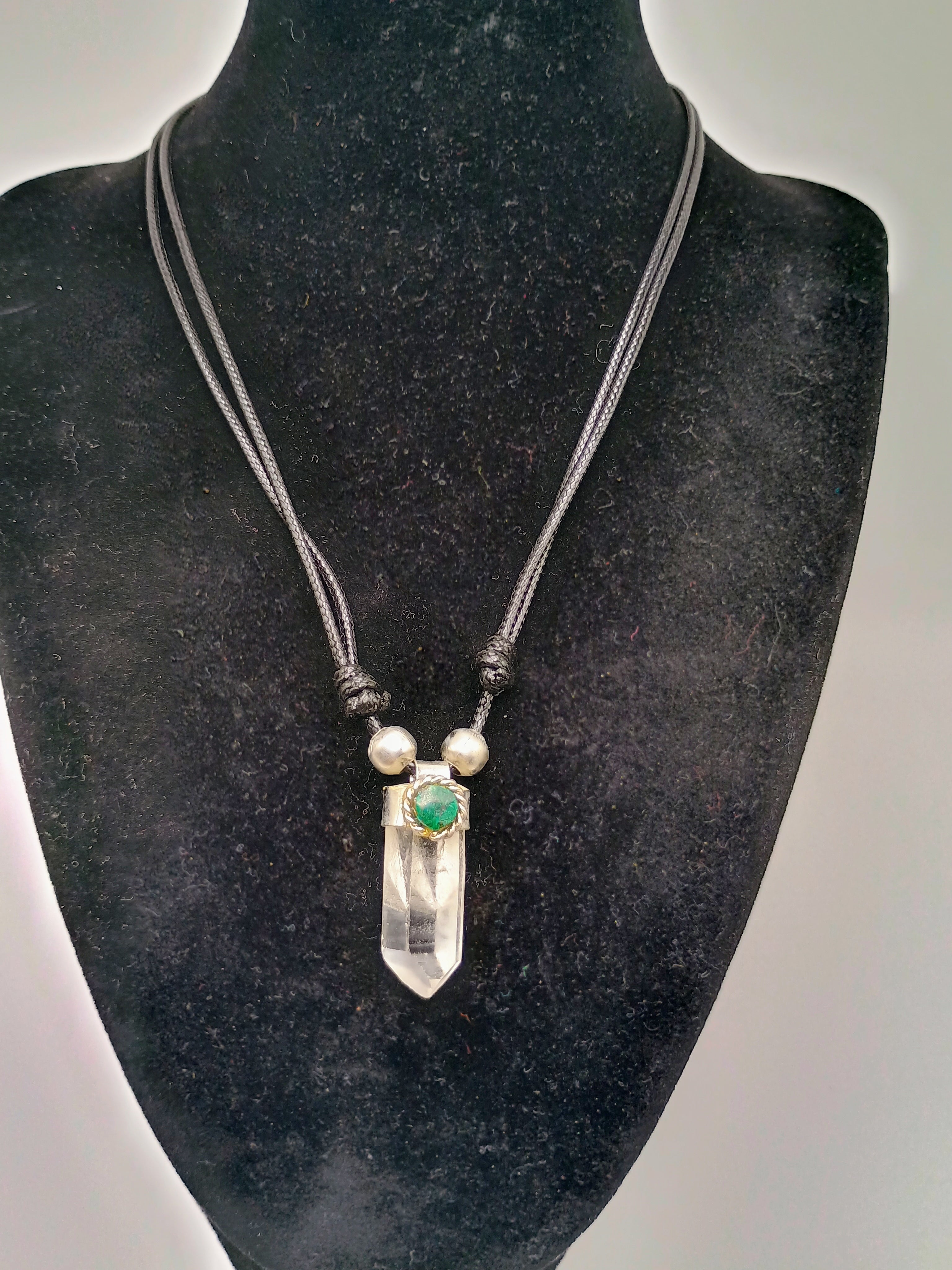 Handmade Natural Crystal Quartz Point Necklace Pendant