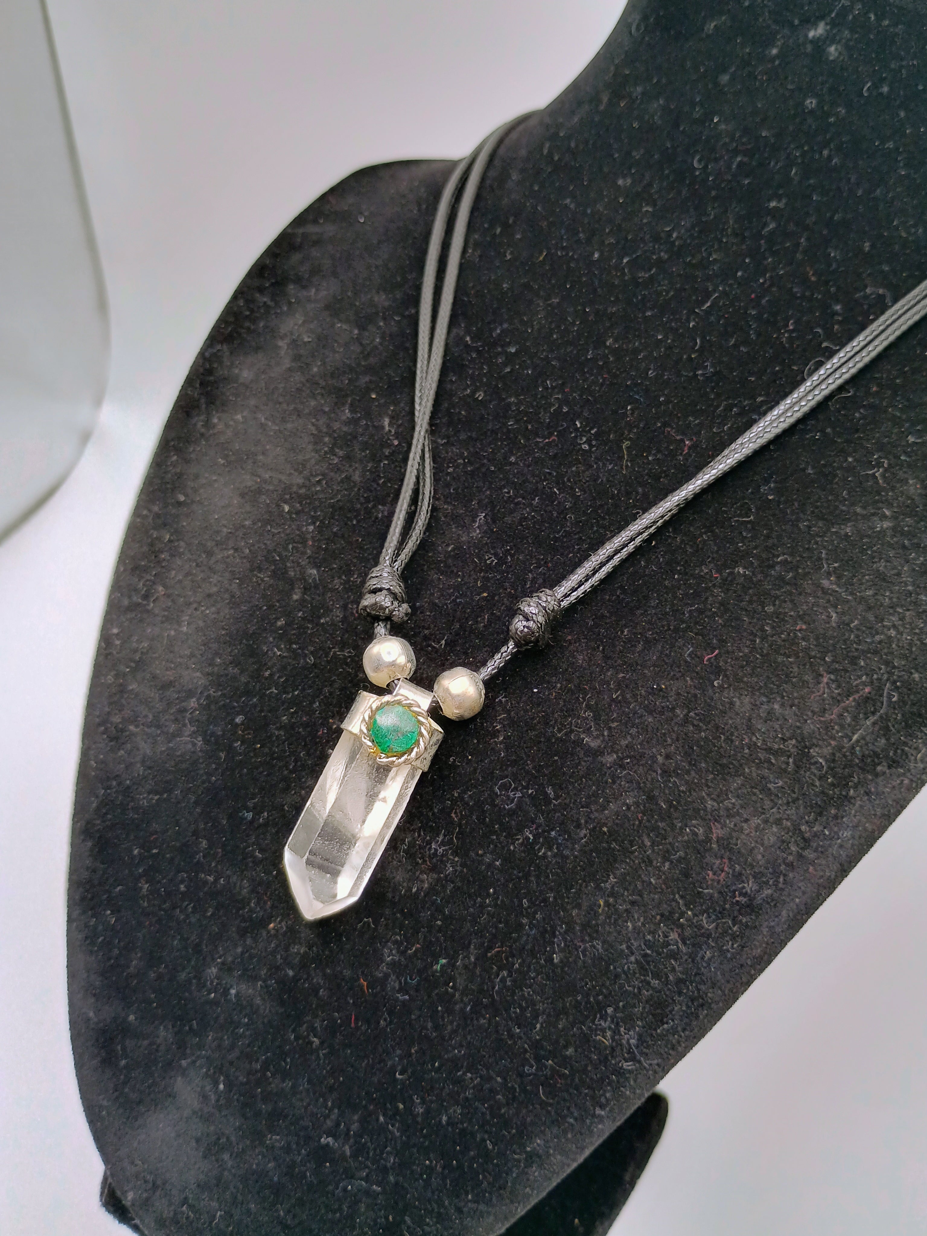 Handmade Natural Crystal Quartz Point Necklace Pendant