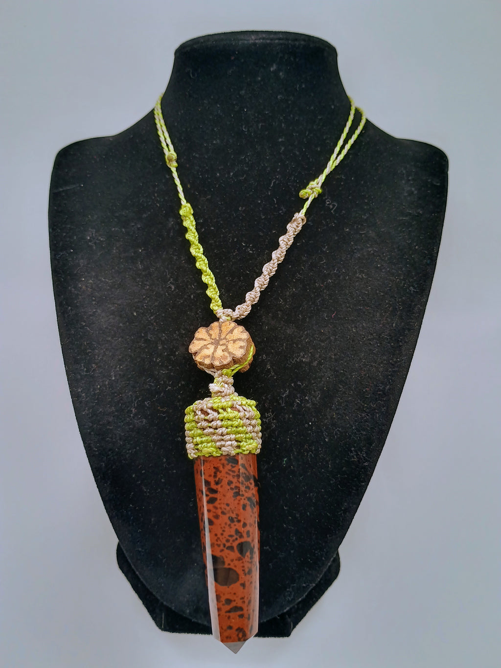 Macrame Necklace with Natural Stone Leopard Print - Peruvian Handicraft