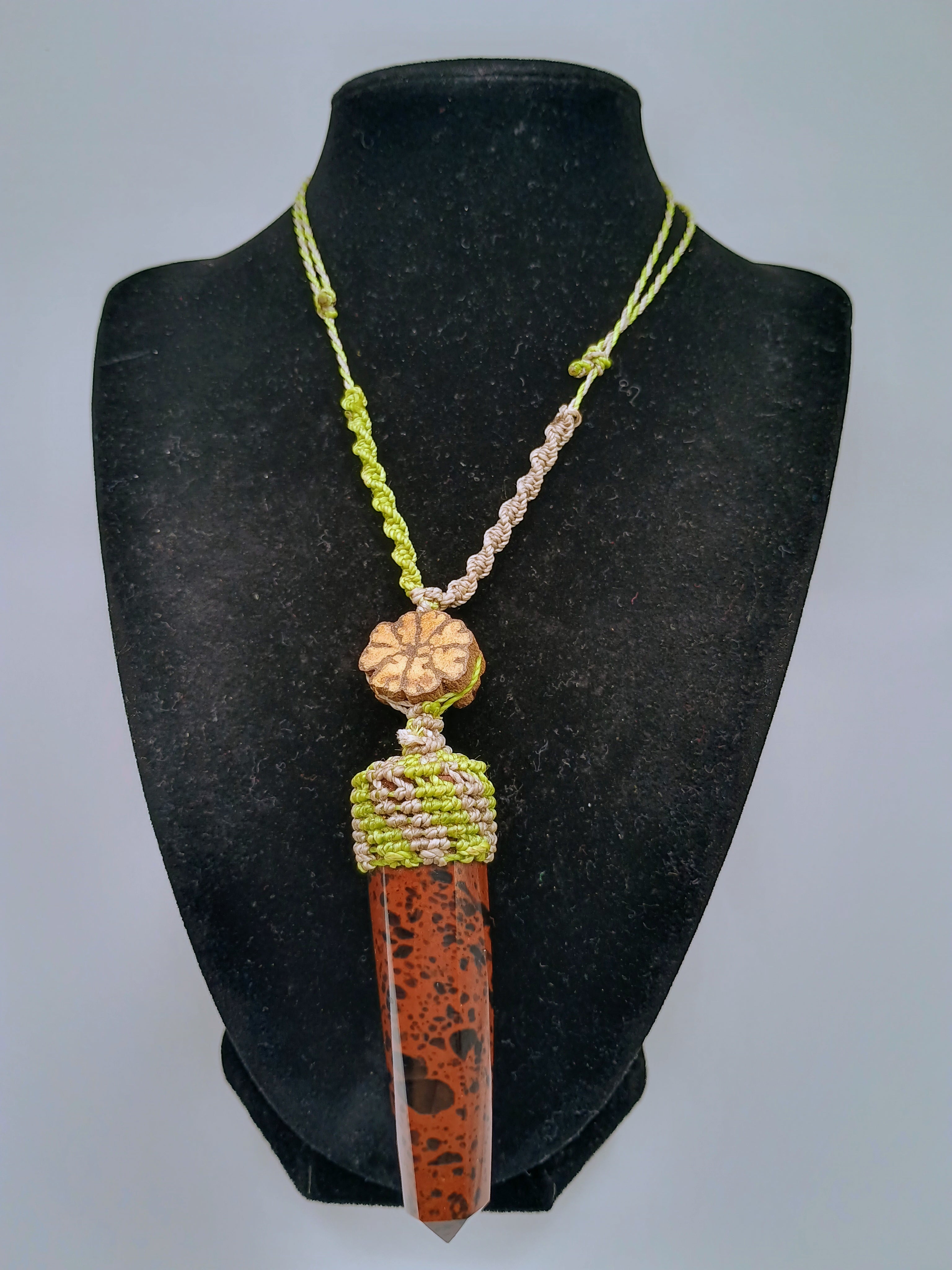 Macrame Necklace with Natural Stone Leopard Print - Peruvian Handicraft