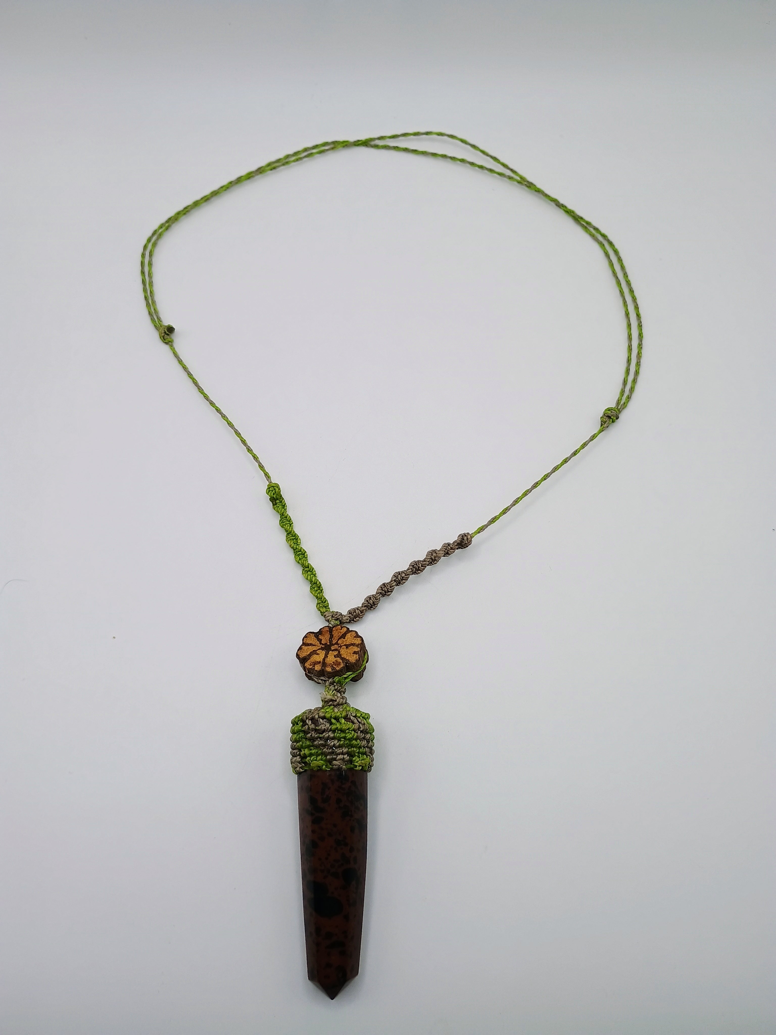 Macrame Necklace with Natural Stone Leopard Print - Peruvian Handicraft