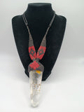 Handmade Natural Quartz Crystal Macrame Necklace, Spiritual Amulet