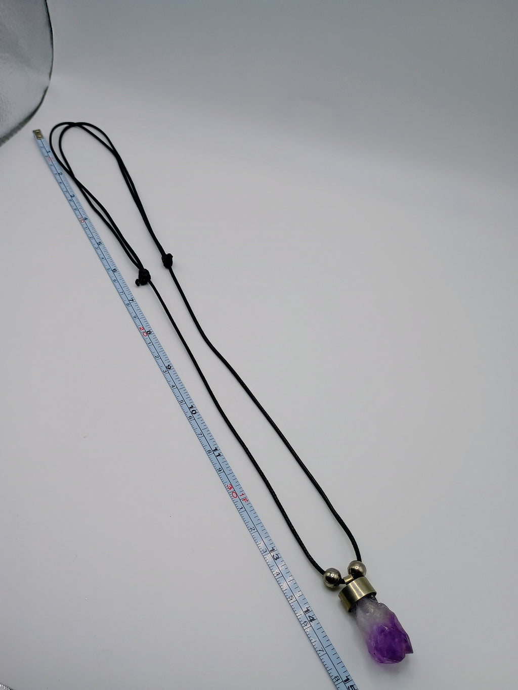 Handmade Natural Amethyst Necklace Pendant with Adjustable Cord