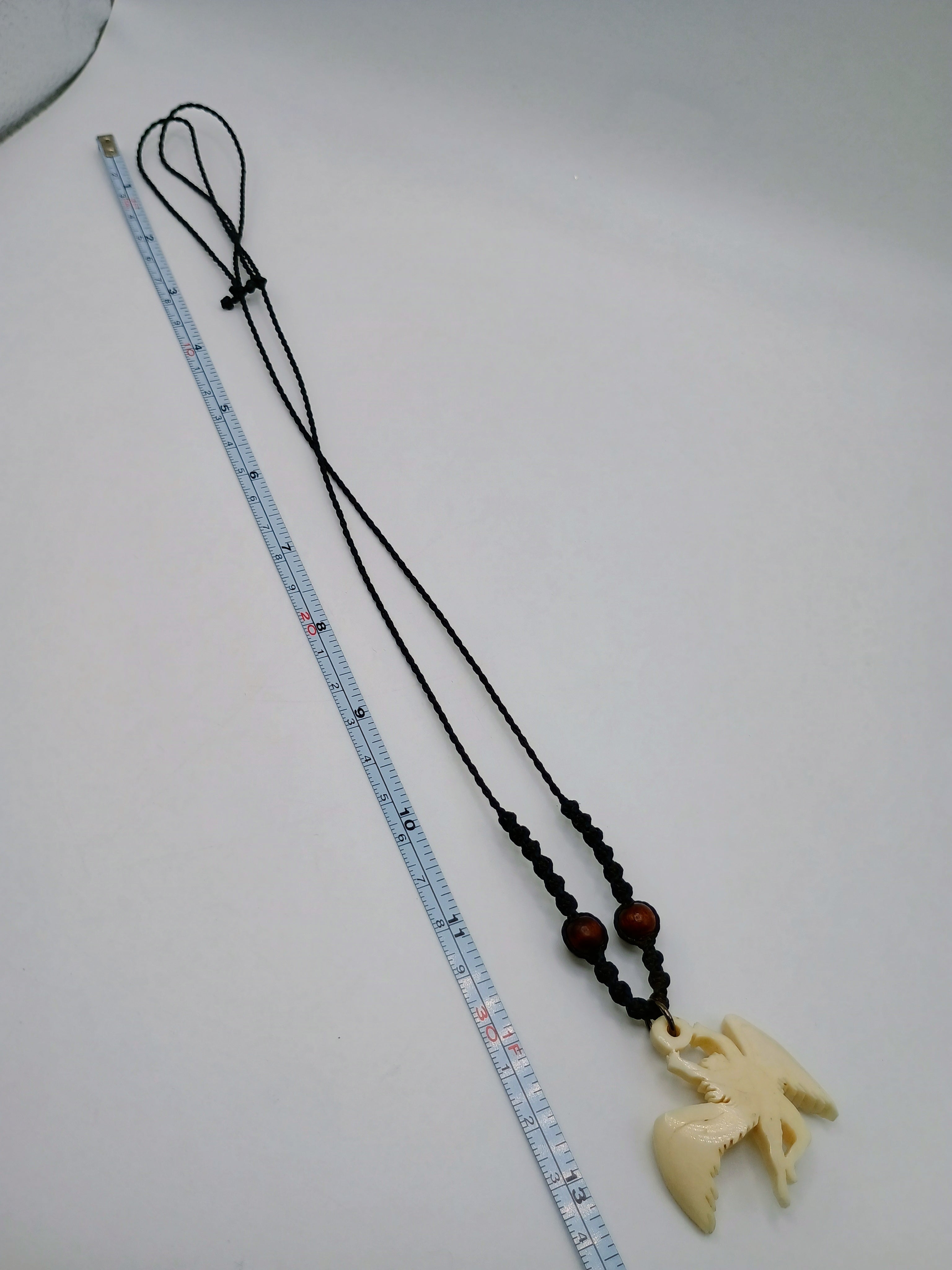 Macrame Necklace, Handmade Spiritual Carved Angel Pendant, Protection Necklace