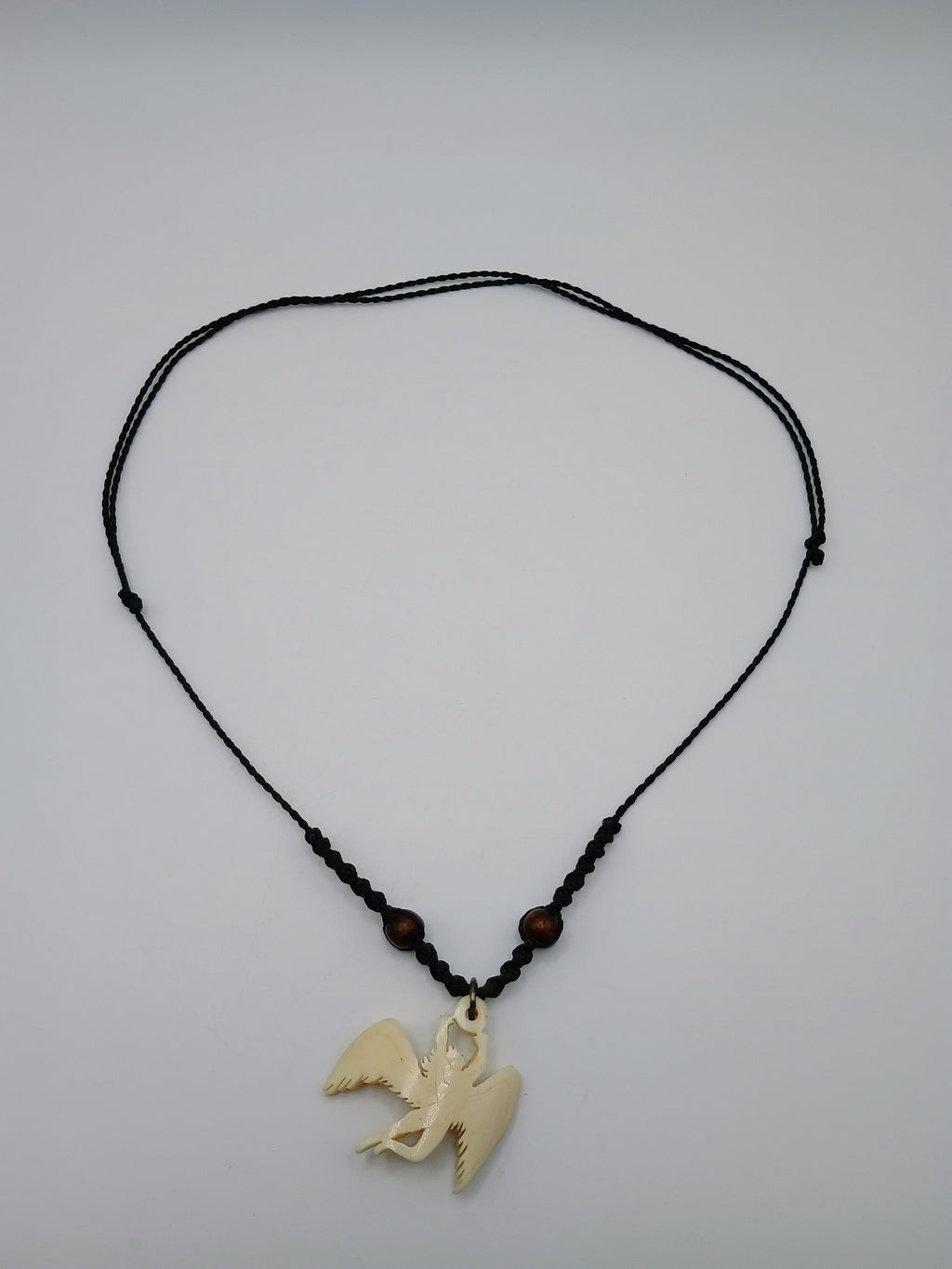 Macrame Necklace, Handmade Spiritual Carved Angel Pendant, Protection Necklace