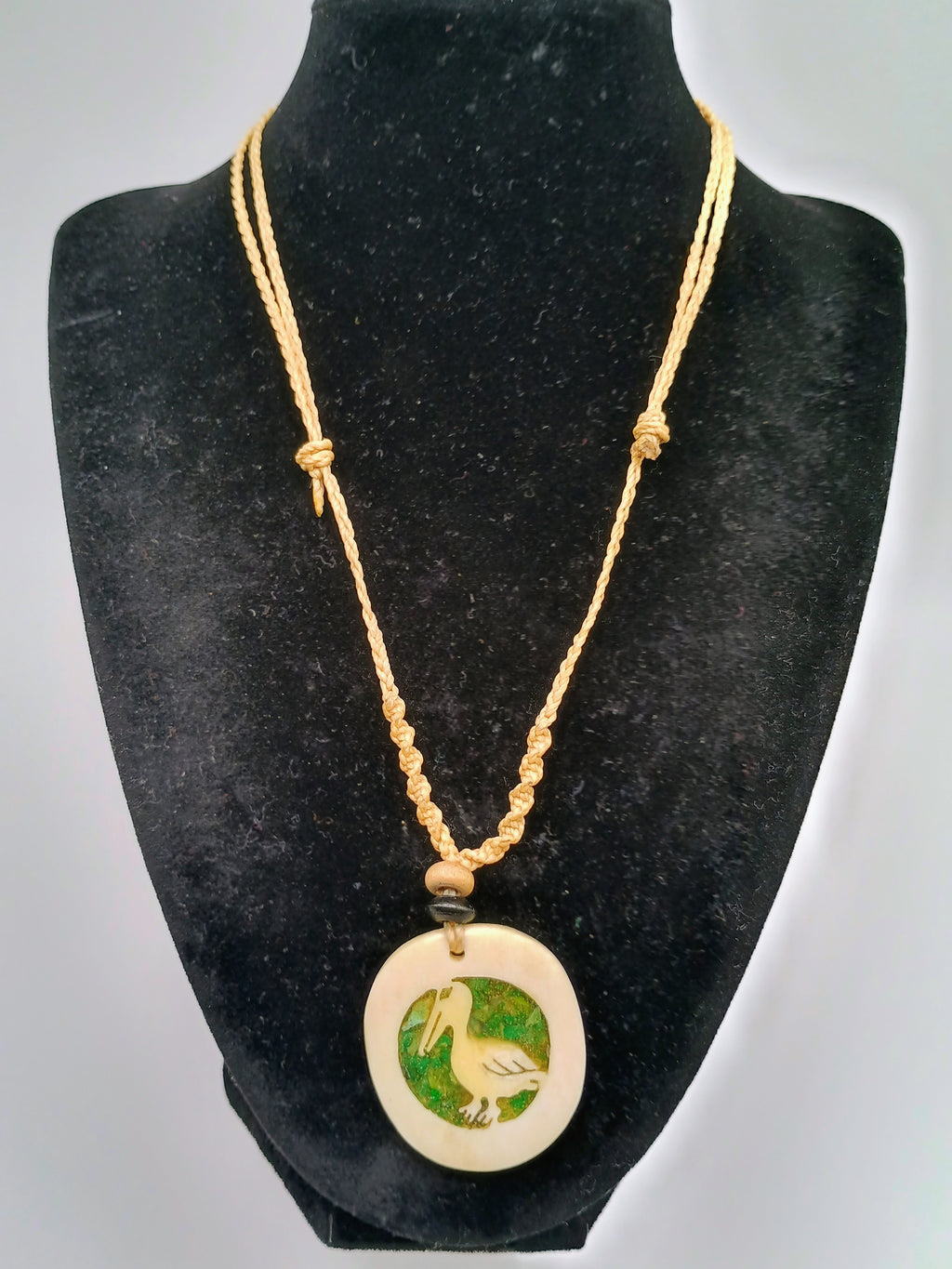 Hand-woven Macrame Necklace with Duck Pendant - Waterfowl